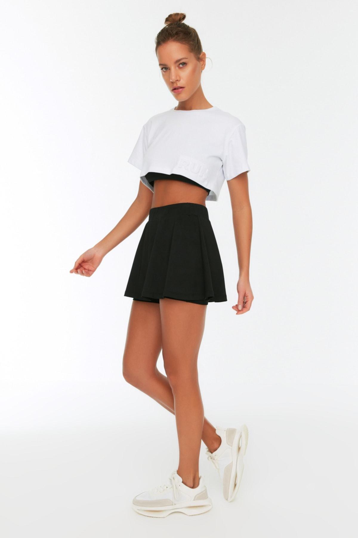Black Mid Waist Shorts, , large image number 7
