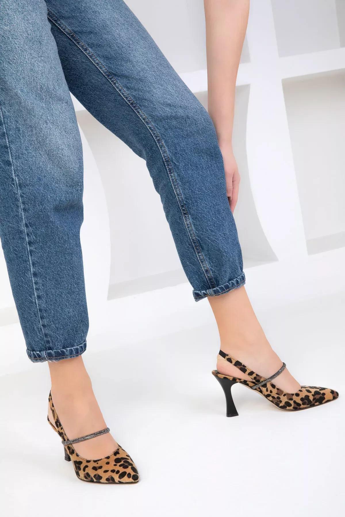 Womens Leopard Classic Heeled Shoes 16965, , large image number 1