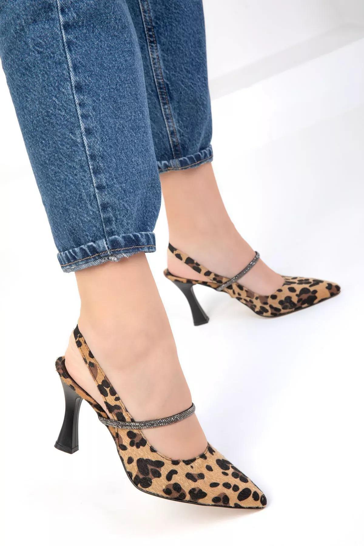 Womens Leopard Classic Heeled Shoes 16965, , large image number 2