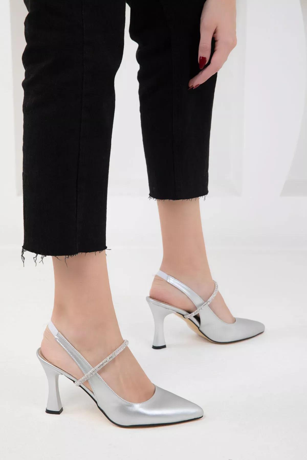 Silver Classic Heeled Shoes, , large image number 0