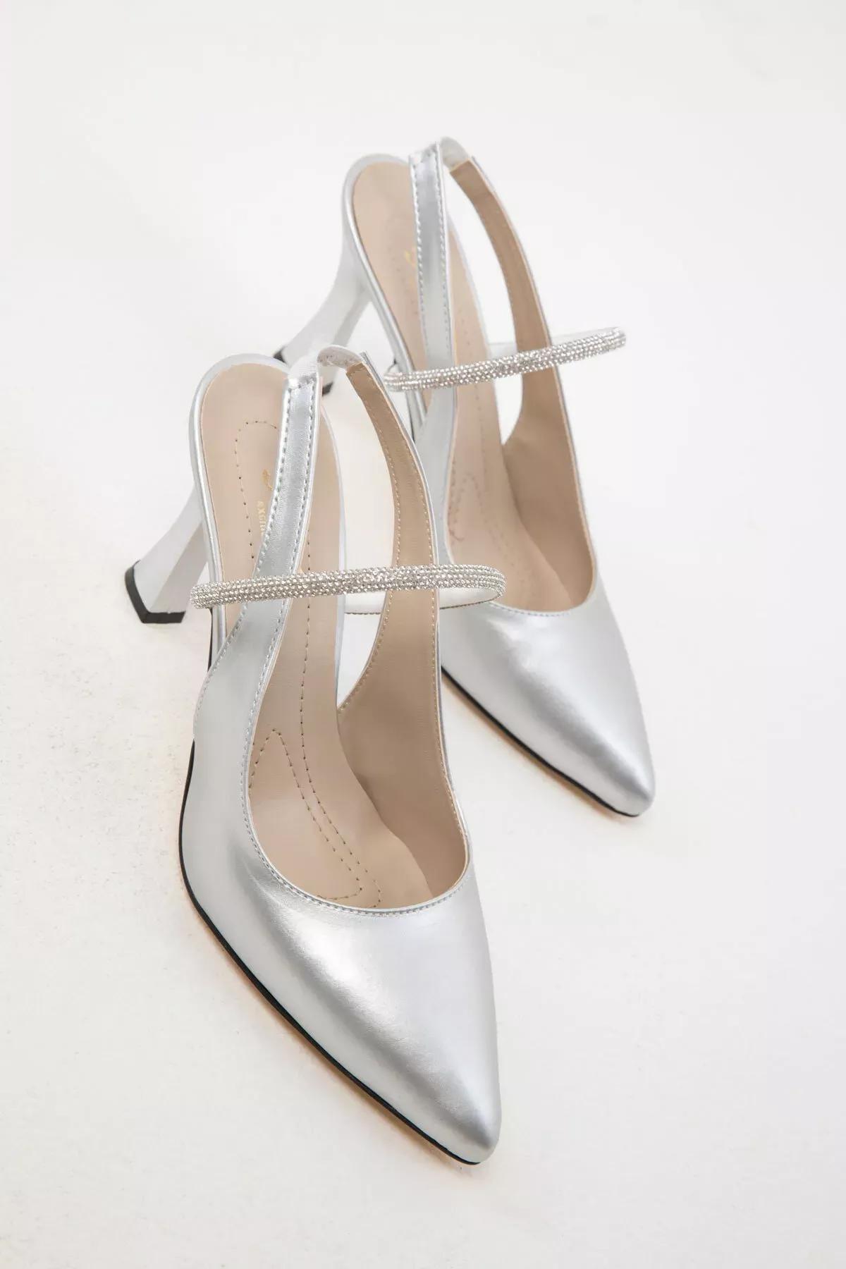 Silver Classic Heeled Shoes, , large image number 1