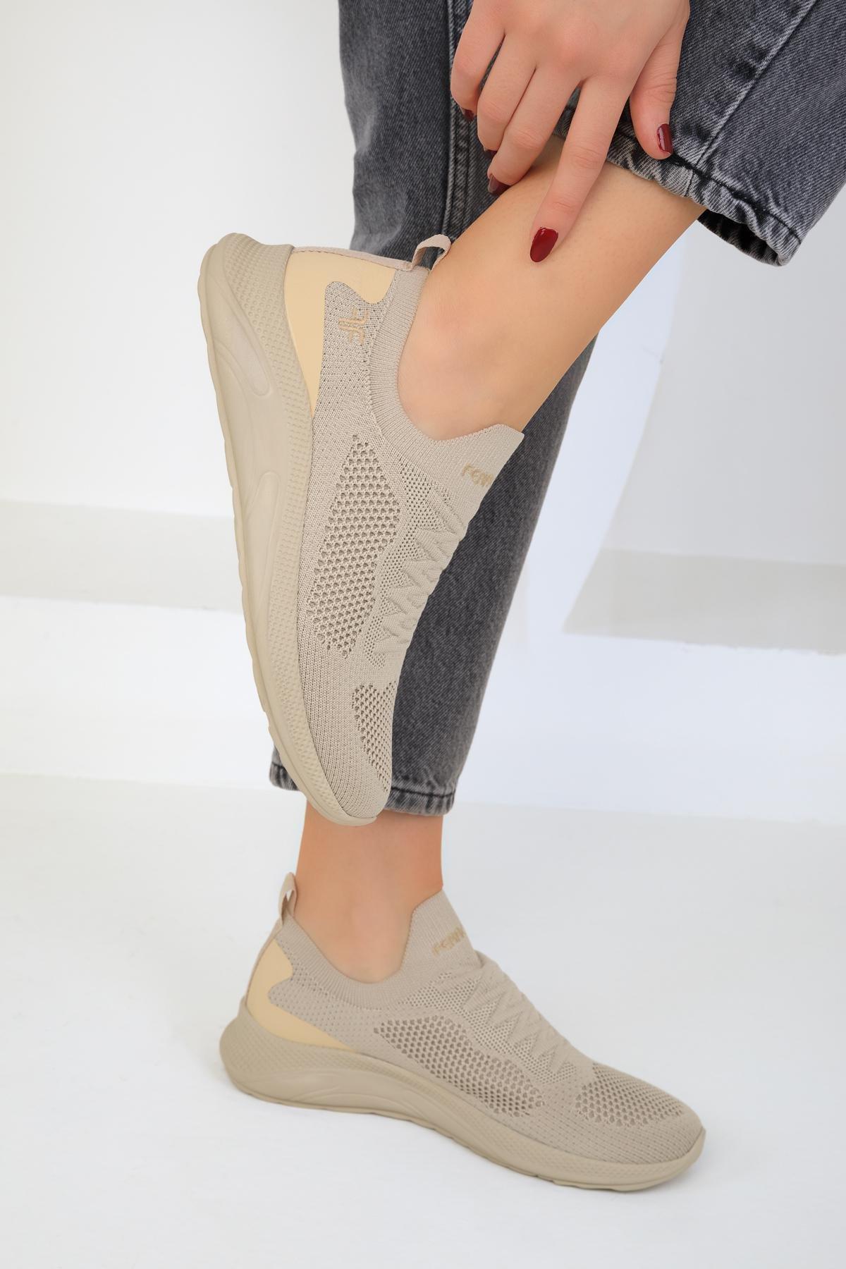 Beige Flat Sneakers, , large image number 0