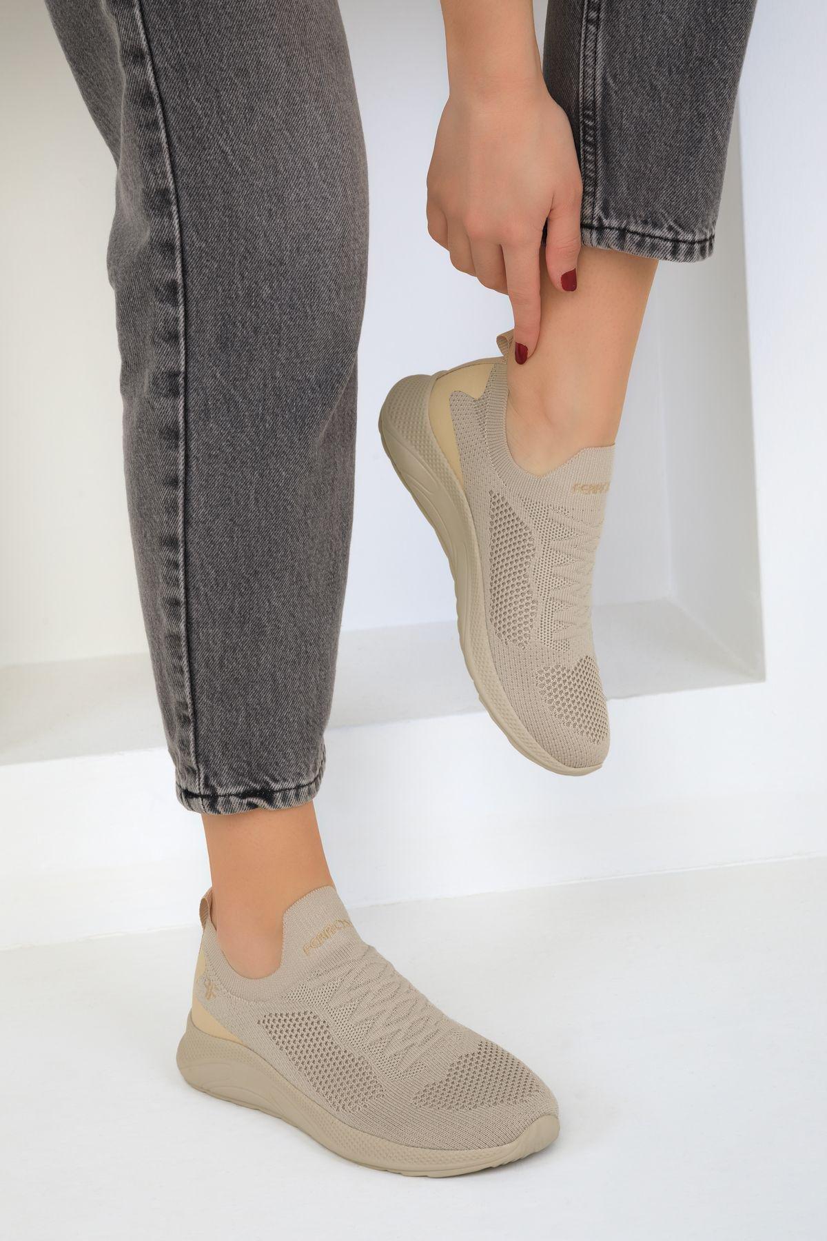 Beige Flat Sneakers, , large image number 1