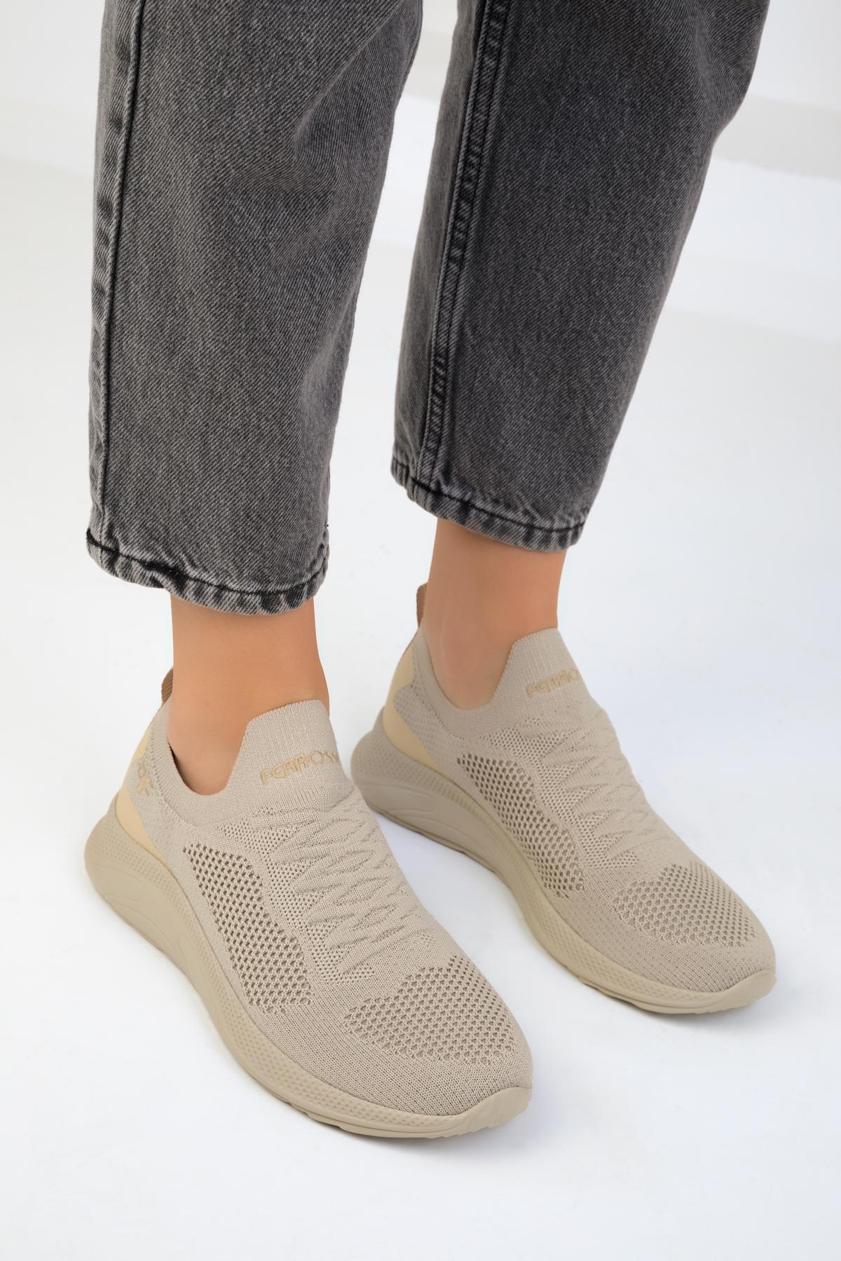 Beige Flat Sneakers, , large image number 2