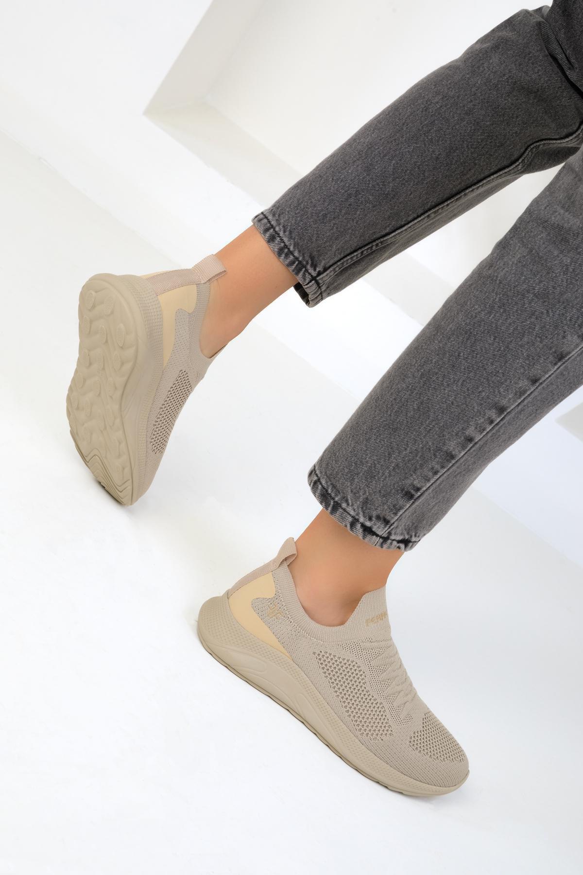 Beige Flat Sneakers, , large image number 3