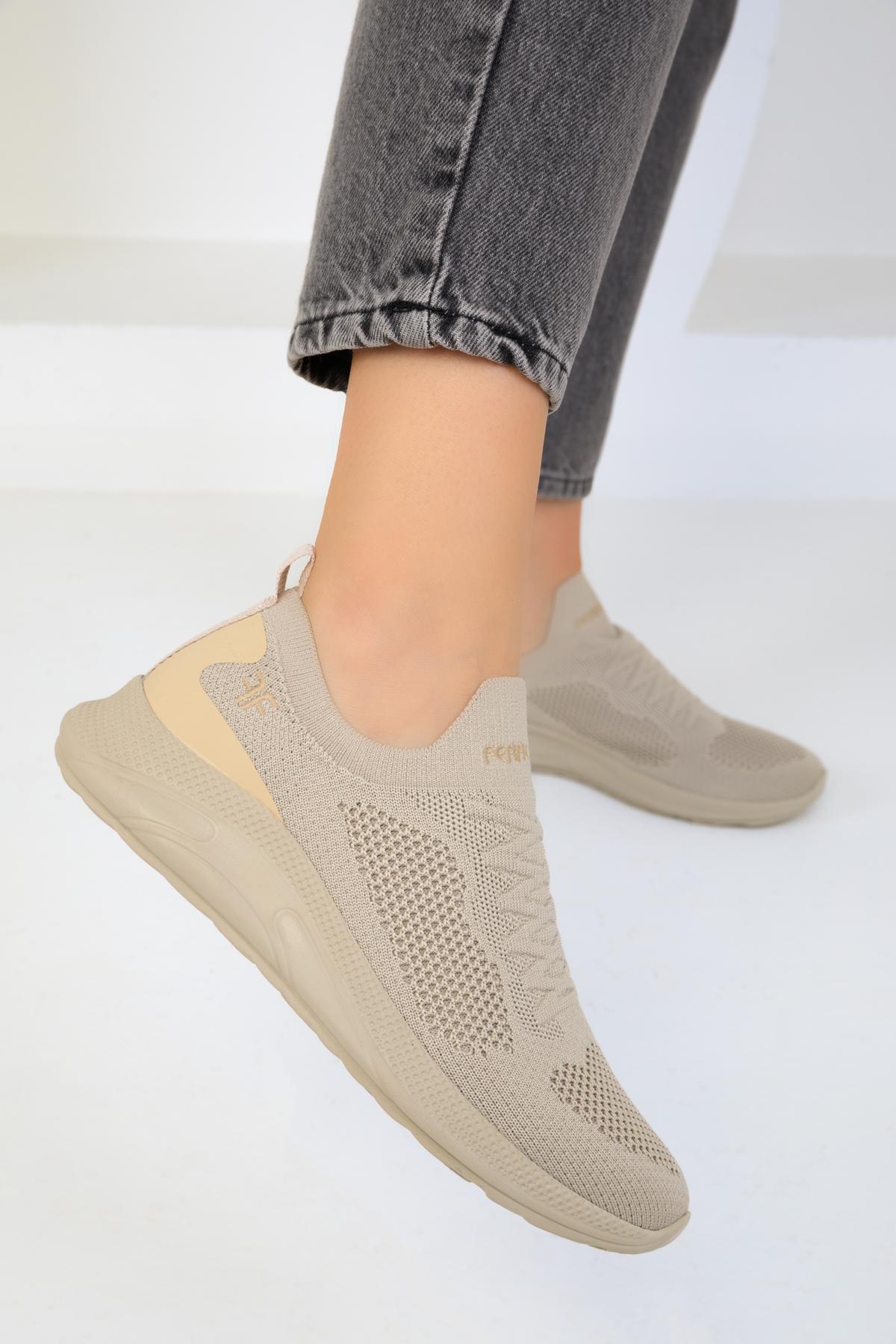 Beige Flat Sneakers, , large image number 4