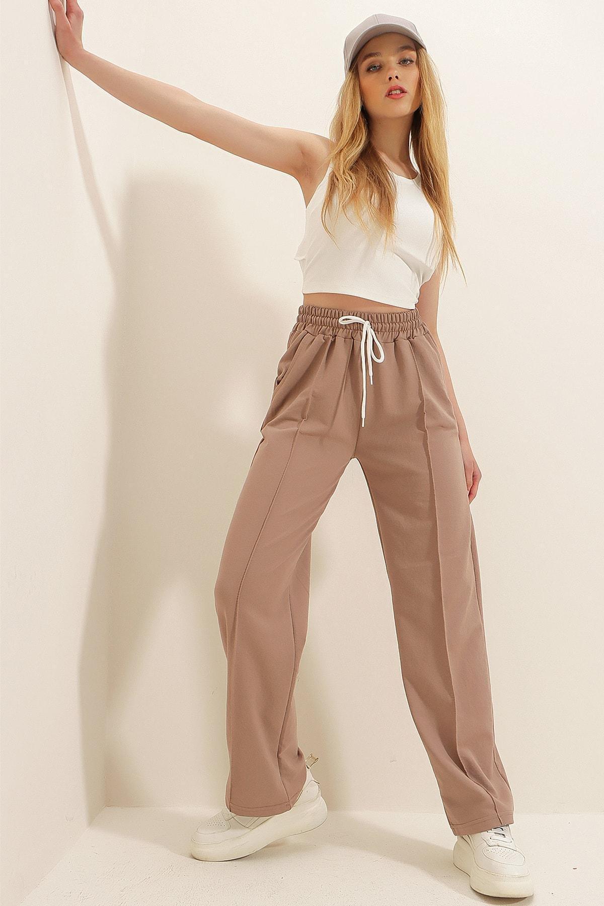Beige Relaxed Cotton Sweatpants, , large image number 0