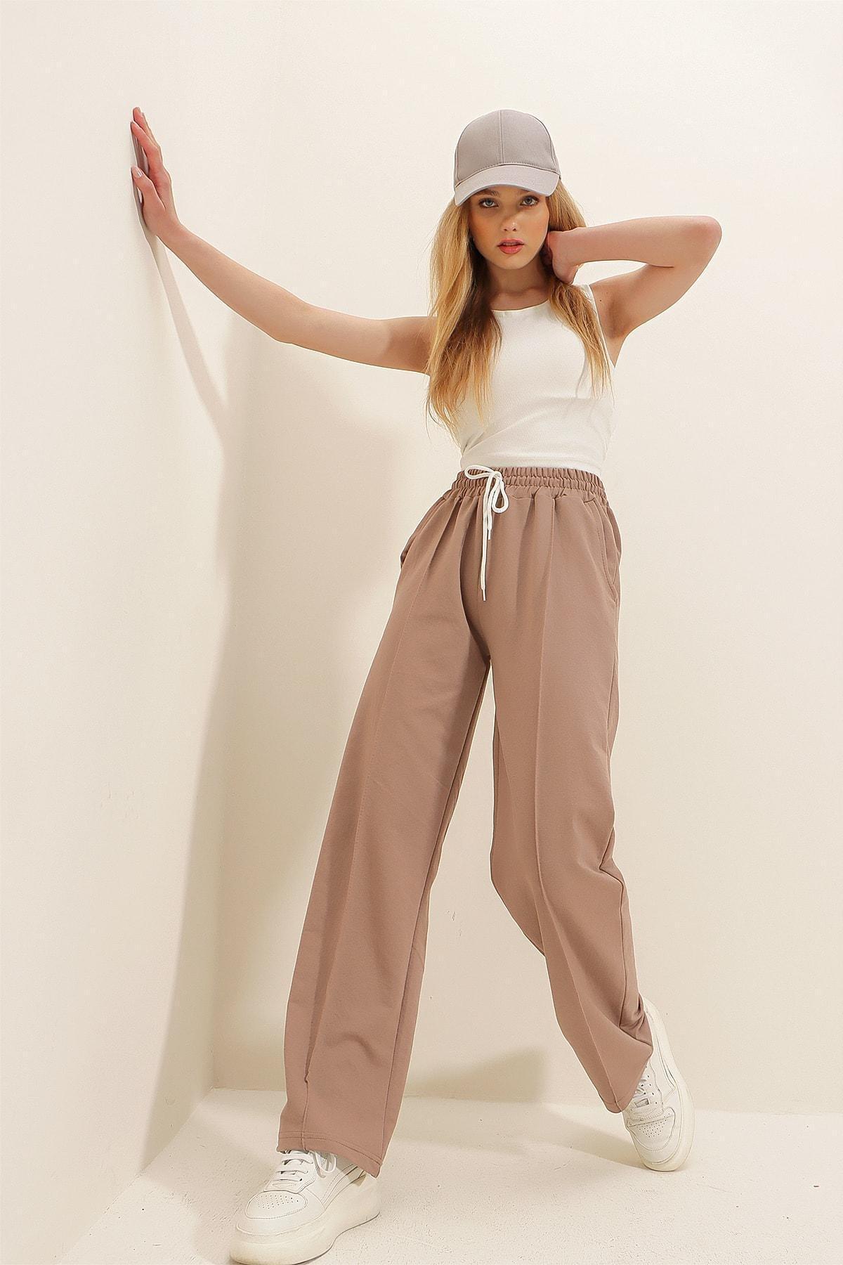 Beige Relaxed Cotton Sweatpants, , large image number 2