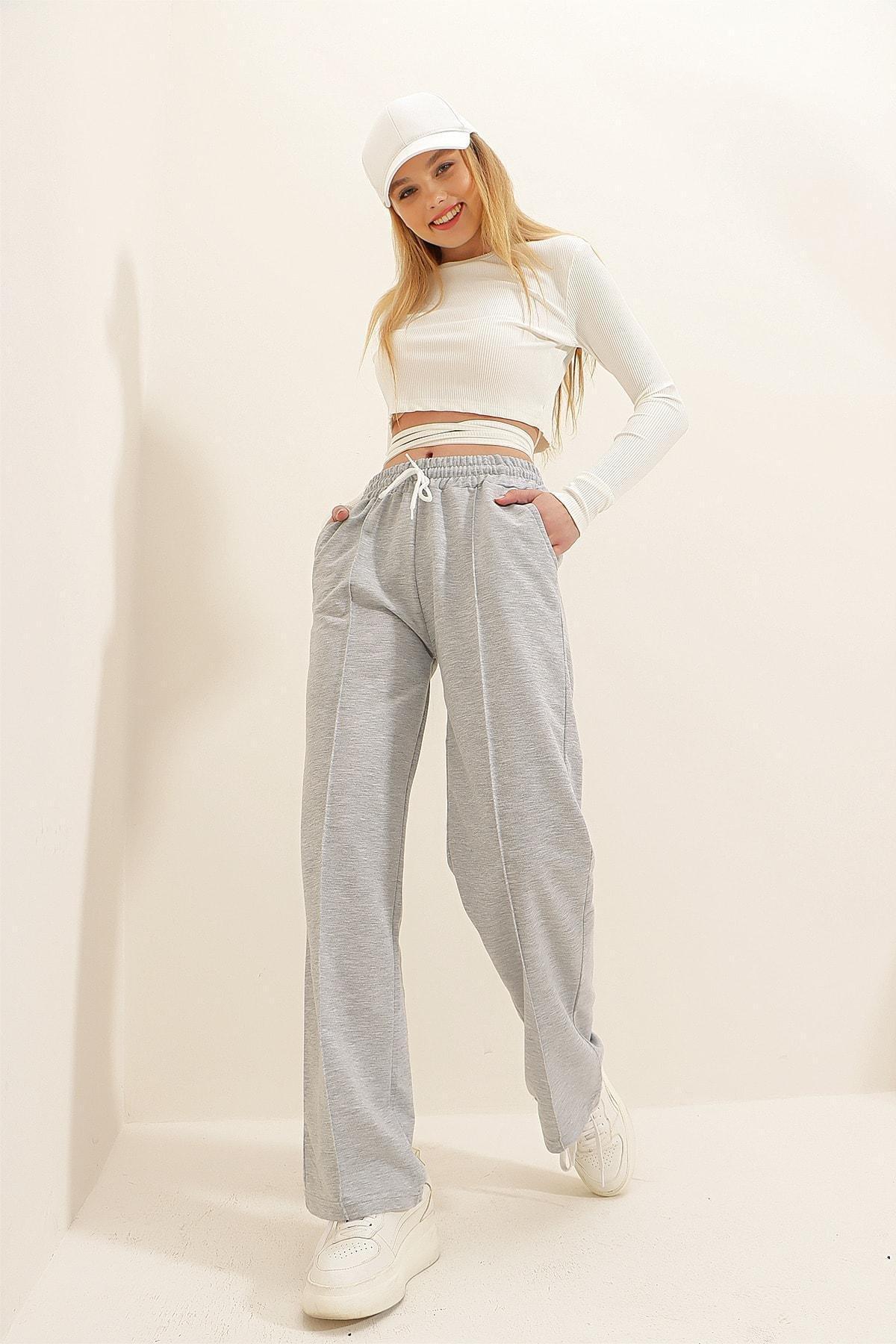 Grey Relaxed Cotton Sweatpants, , large image number 2