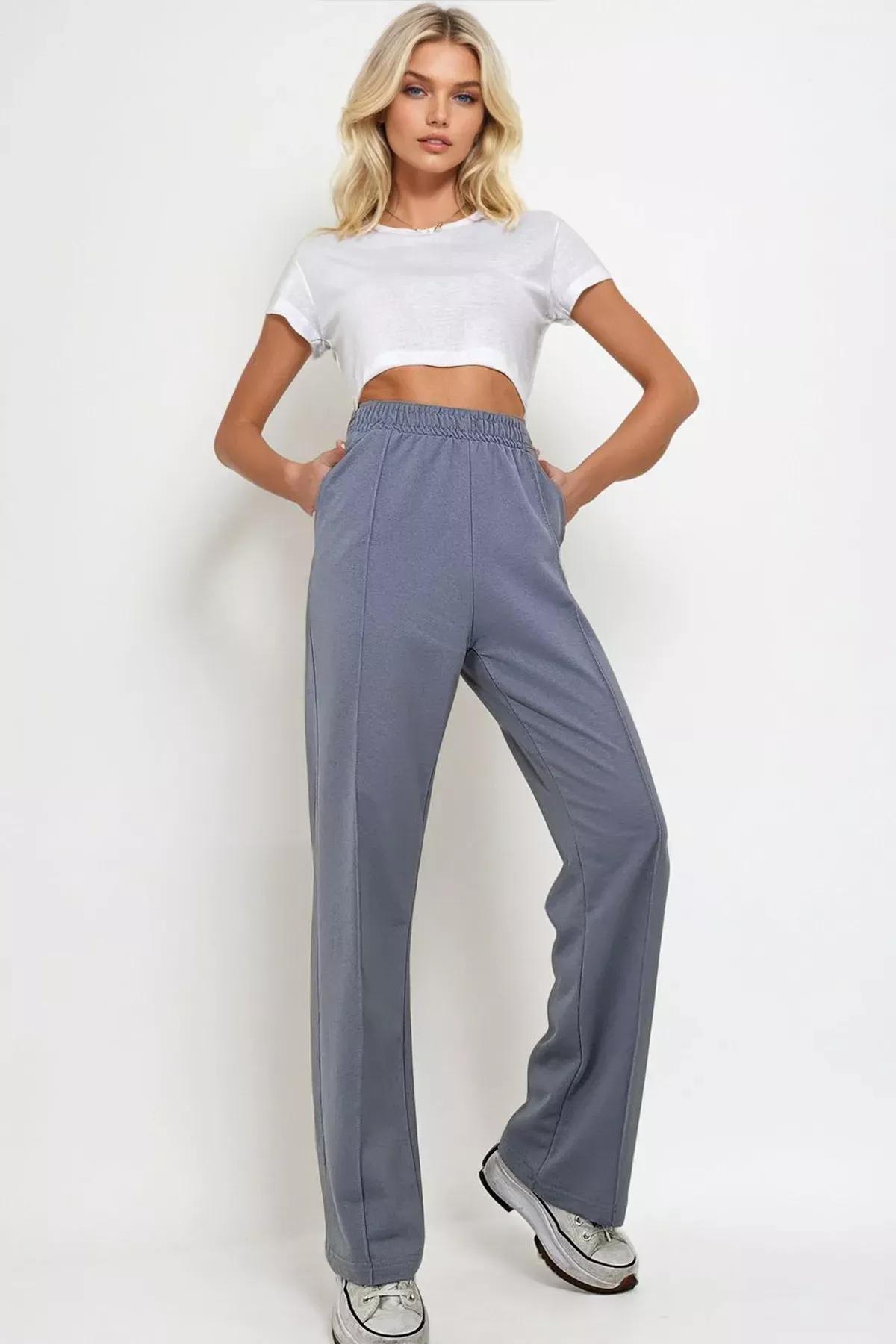 Grey High-Waist Sweatpants, , large image number 2