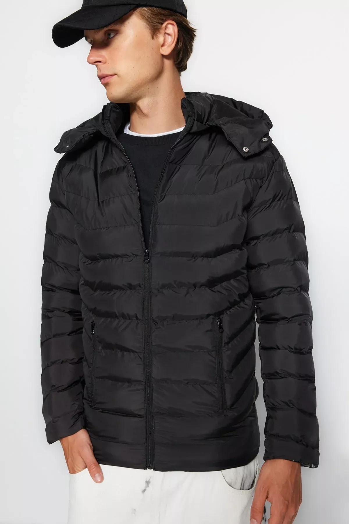 Black Puffer Hooded Jacket, , large image number 0