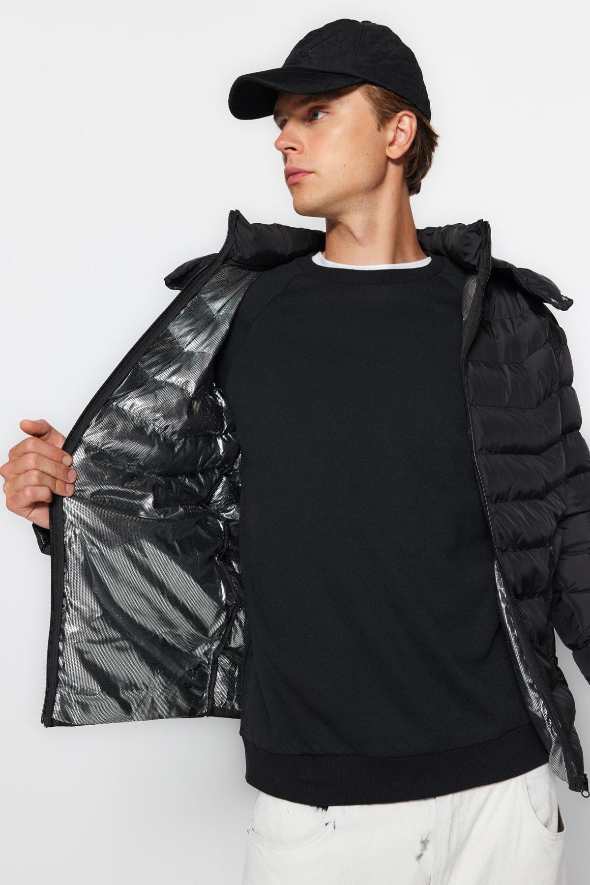 Black Puffer Hooded Jacket, , large image number 3