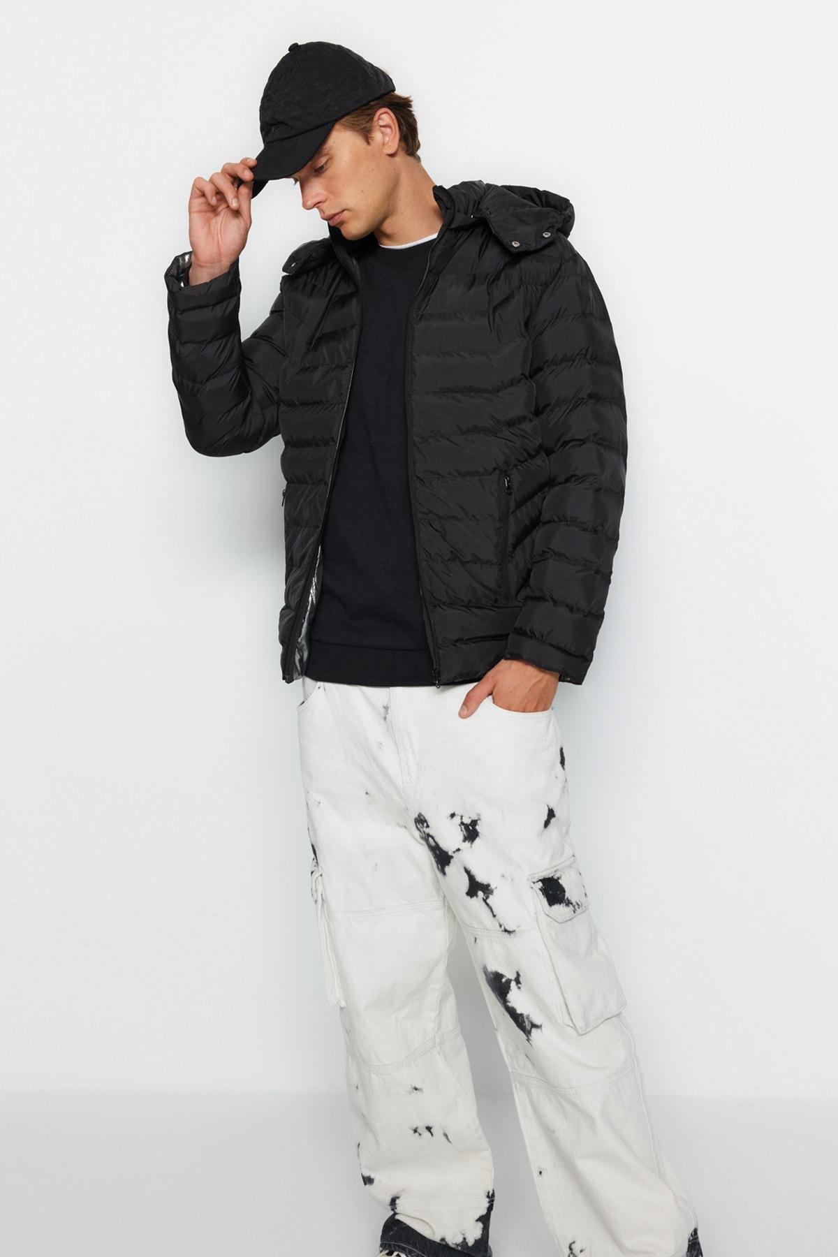 Black Puffer Hooded Jacket, , large image number 4