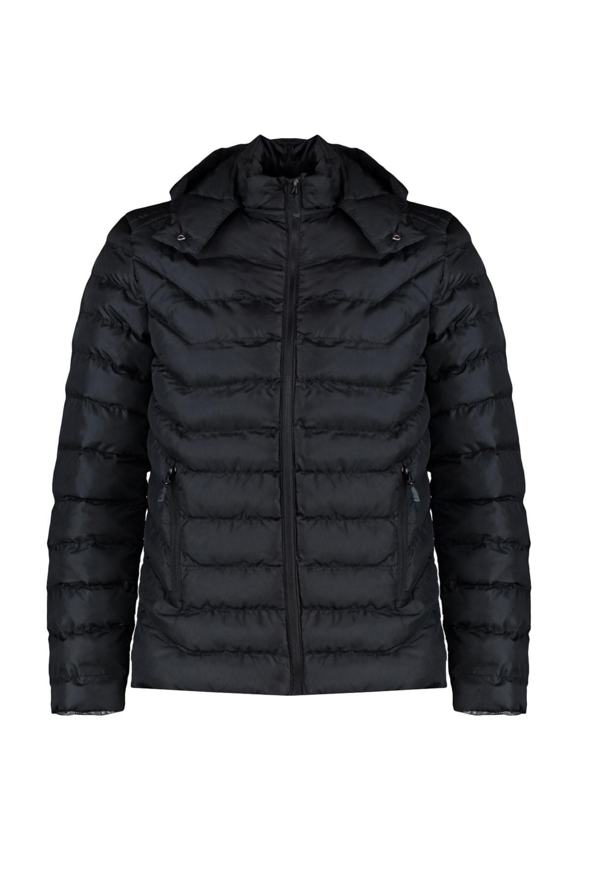 Black Puffer Hooded Jacket, , large image number 6