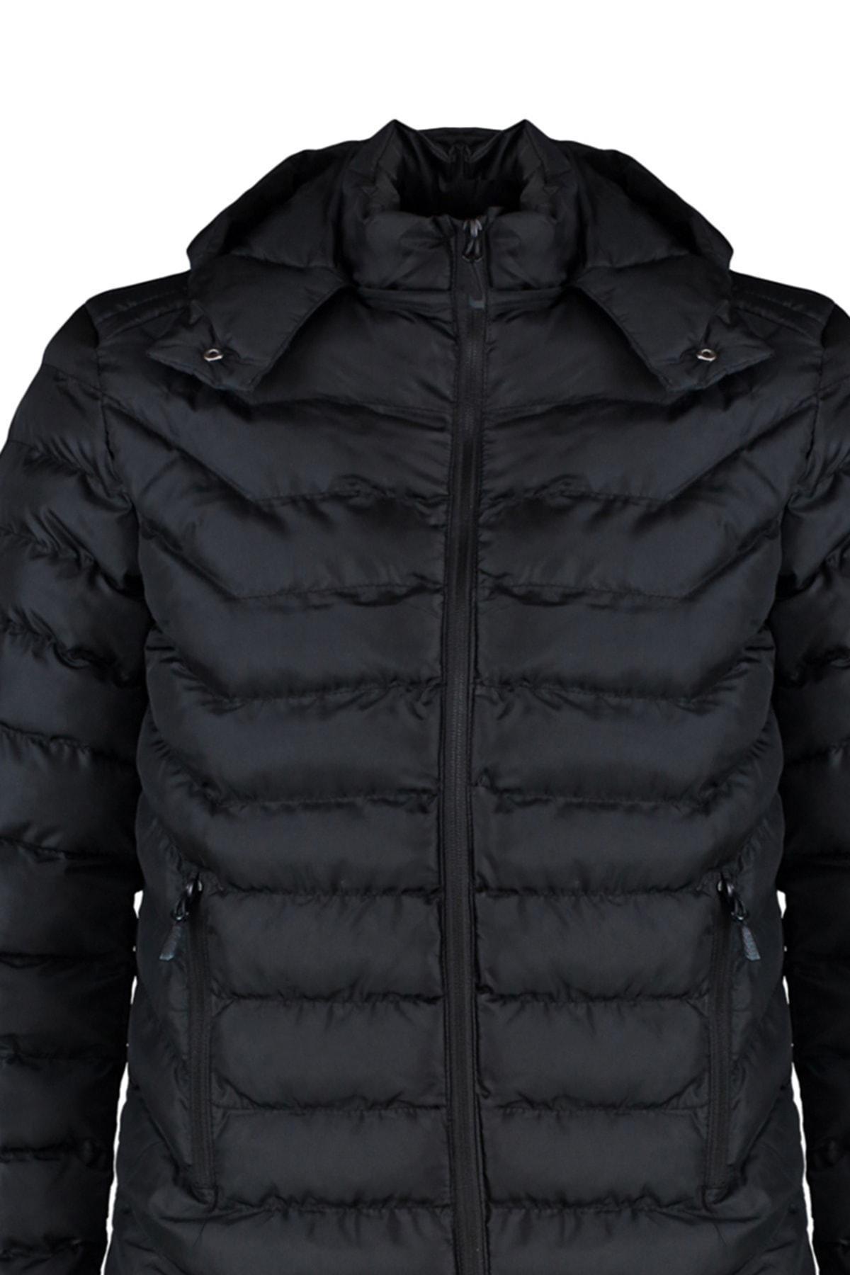 Black Puffer Hooded Jacket, , large image number 7