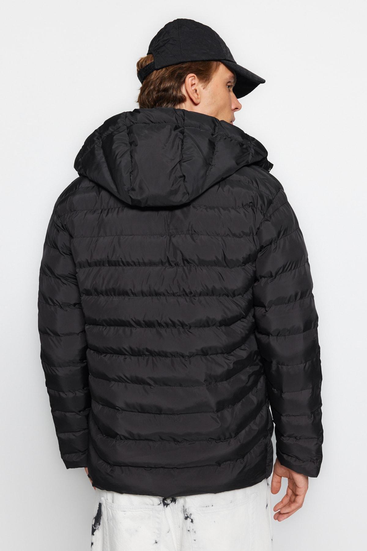 Black Puffer Hooded Jacket, , large image number 9