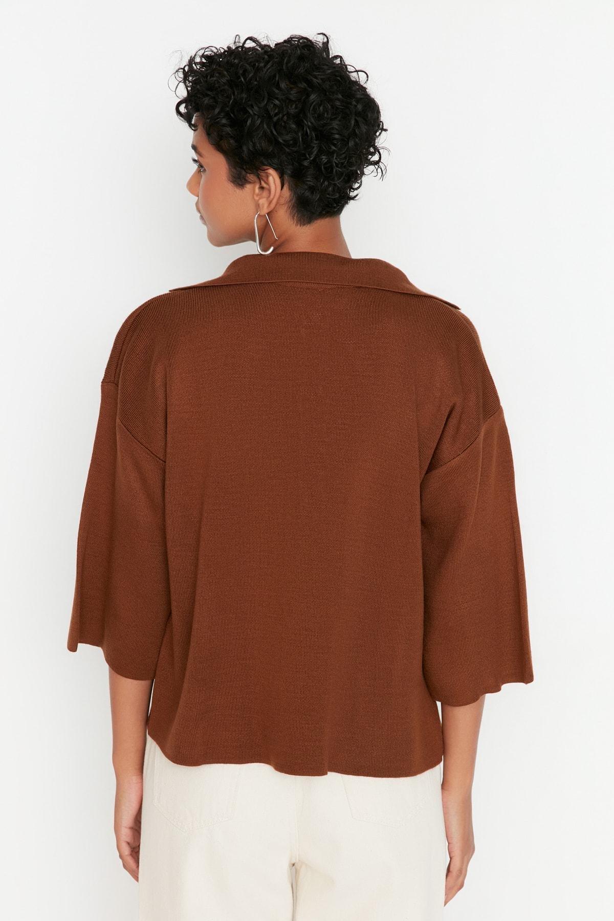Brown Polo Neck Blouse, , large image number 7