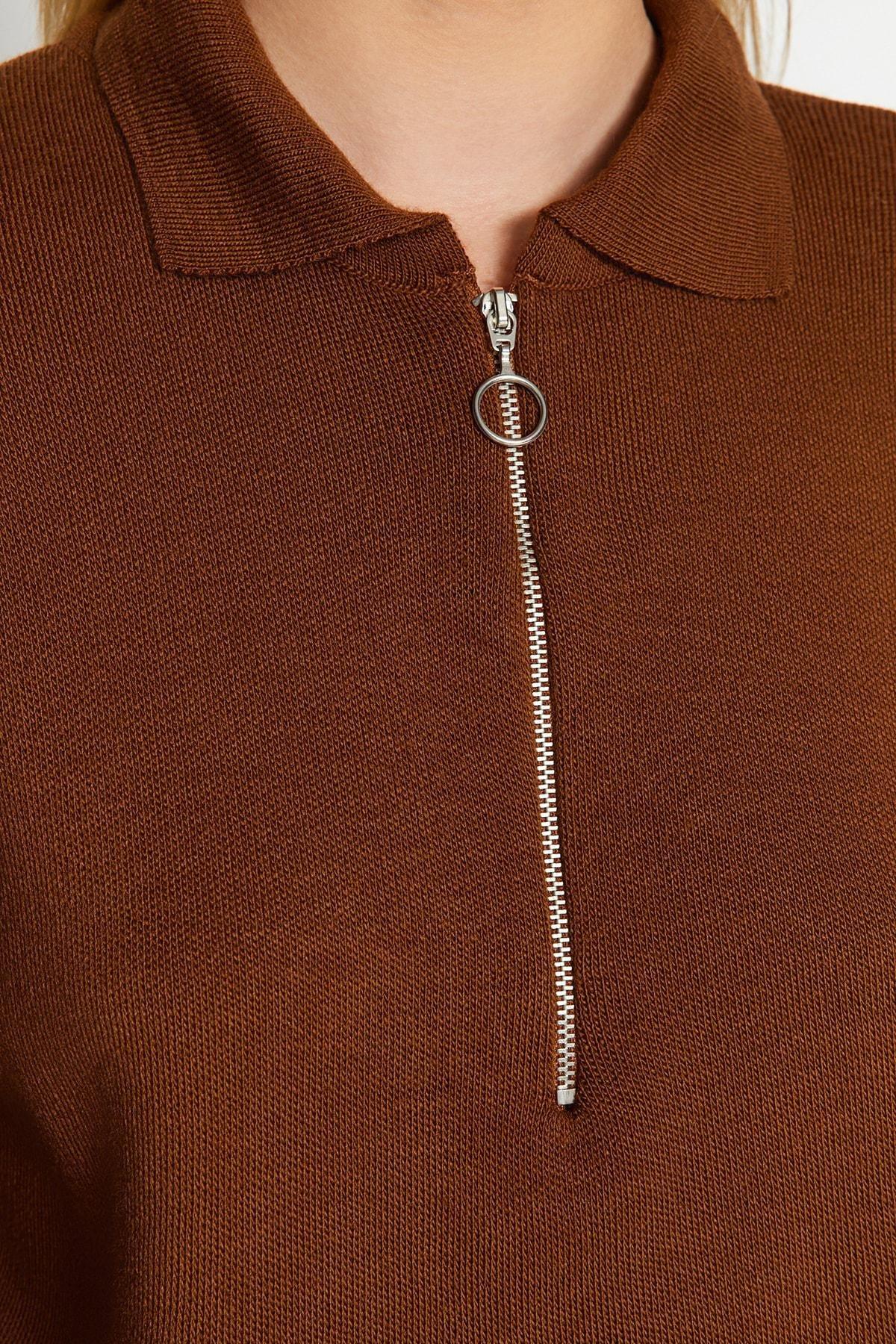 Brown Polo Neck Blouse, , large image number 8