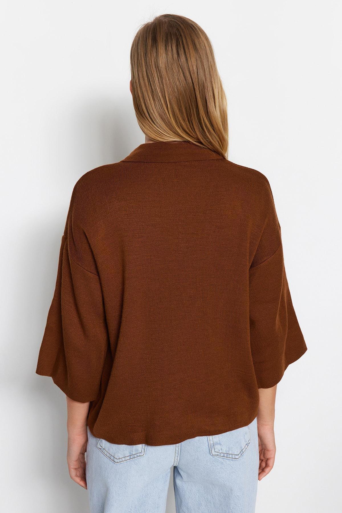 Brown Polo Neck Blouse, , large image number 9