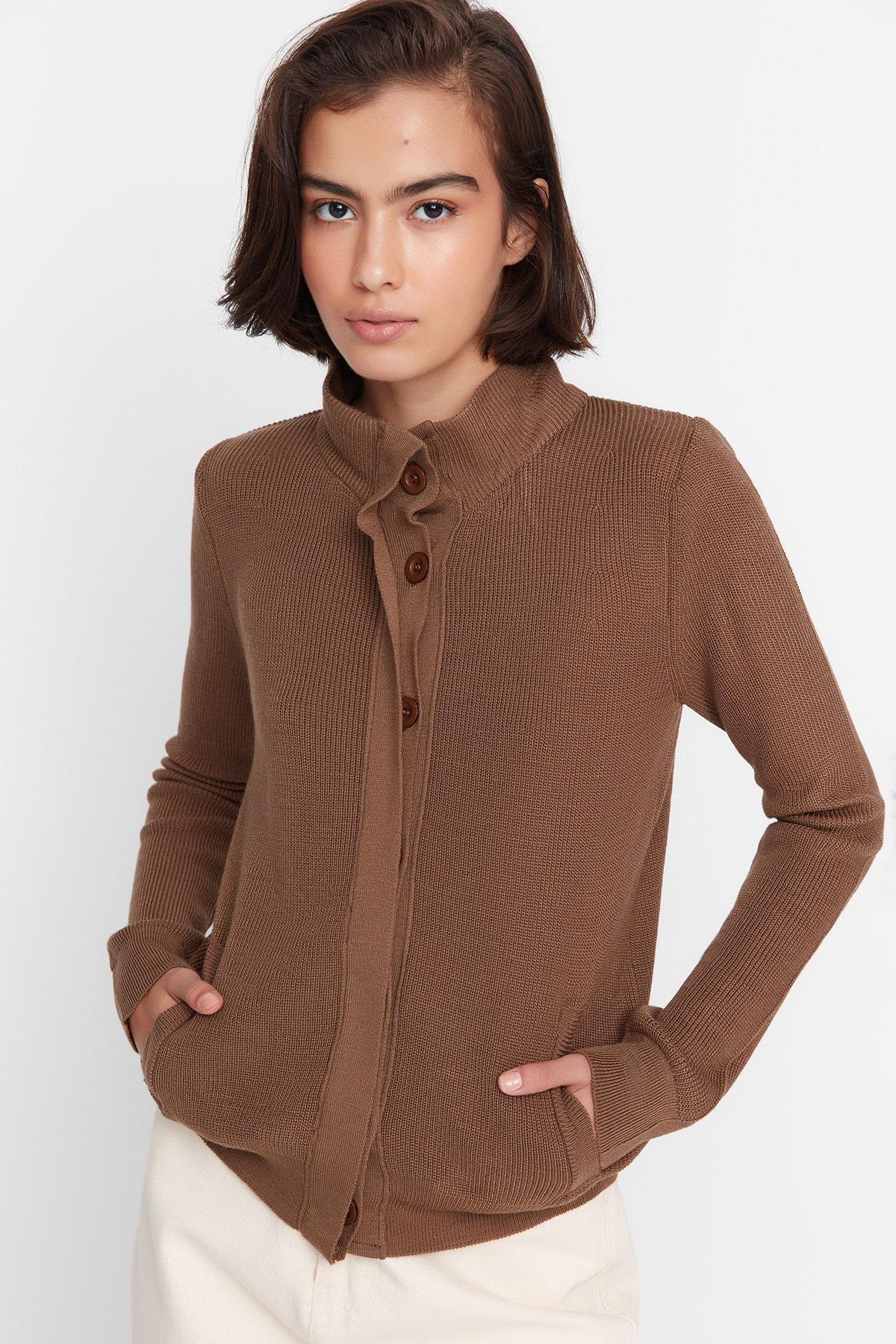 Beige Acrylic Cardigan, , large image number 0
