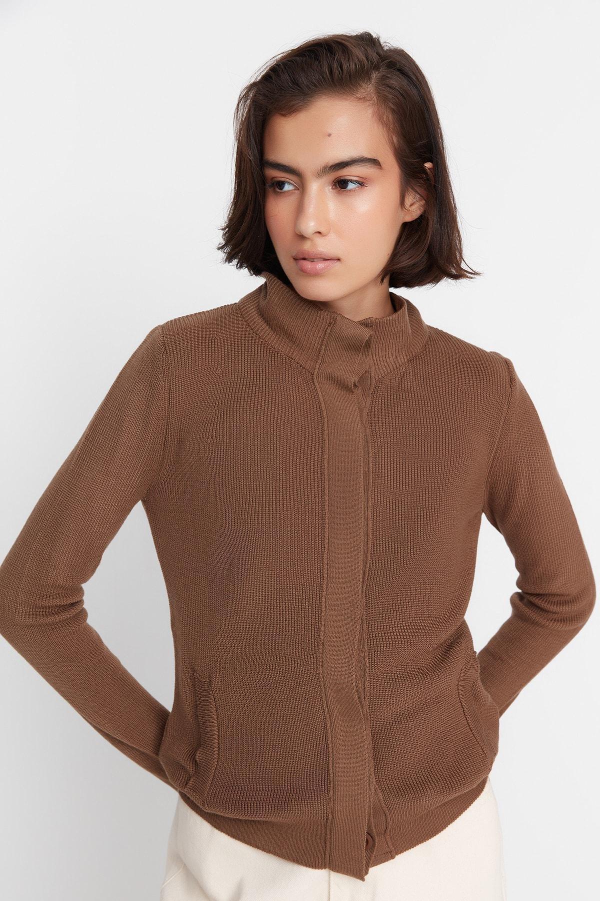 Beige Acrylic Cardigan, , large image number 1