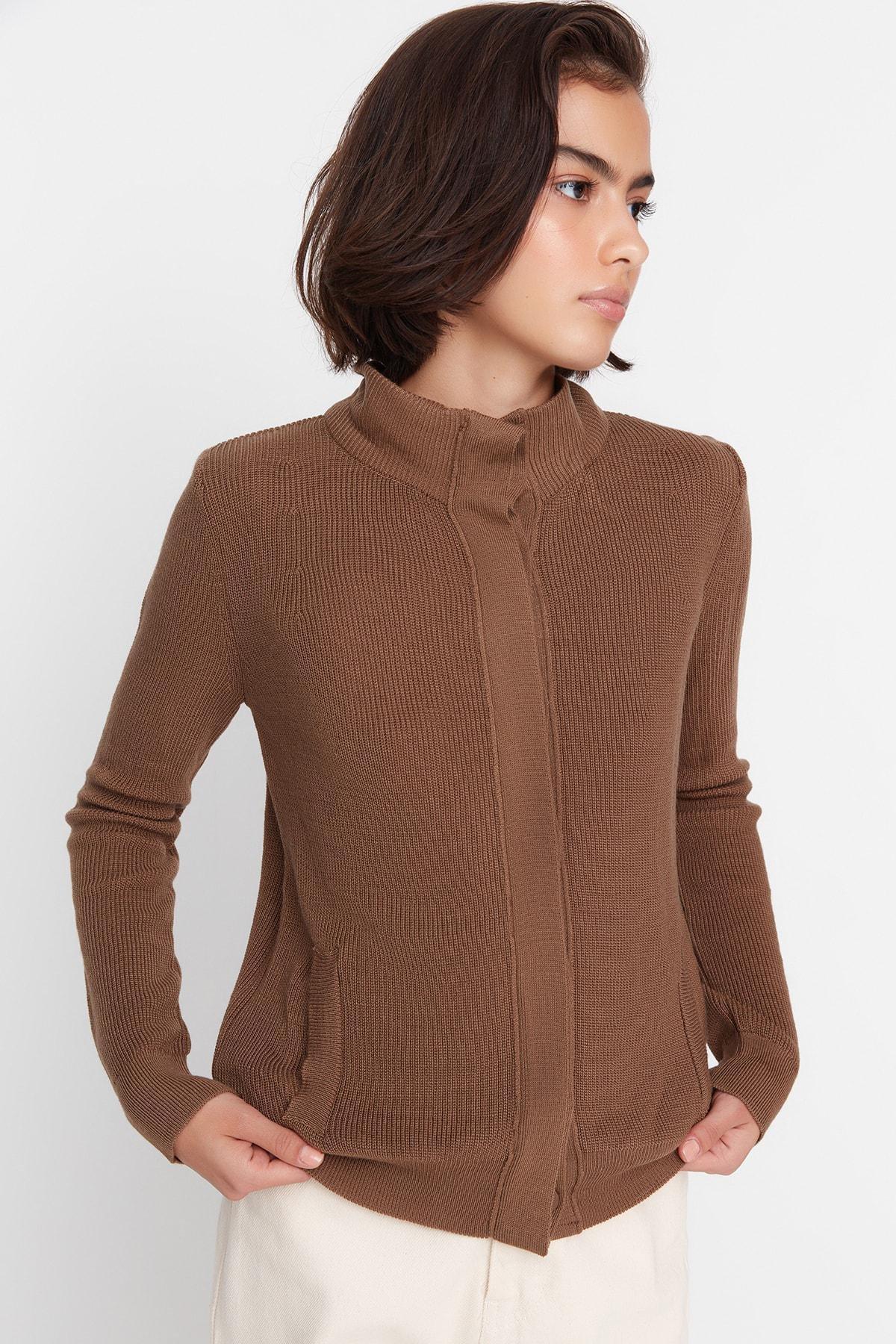 Beige Acrylic Cardigan, , large image number 4