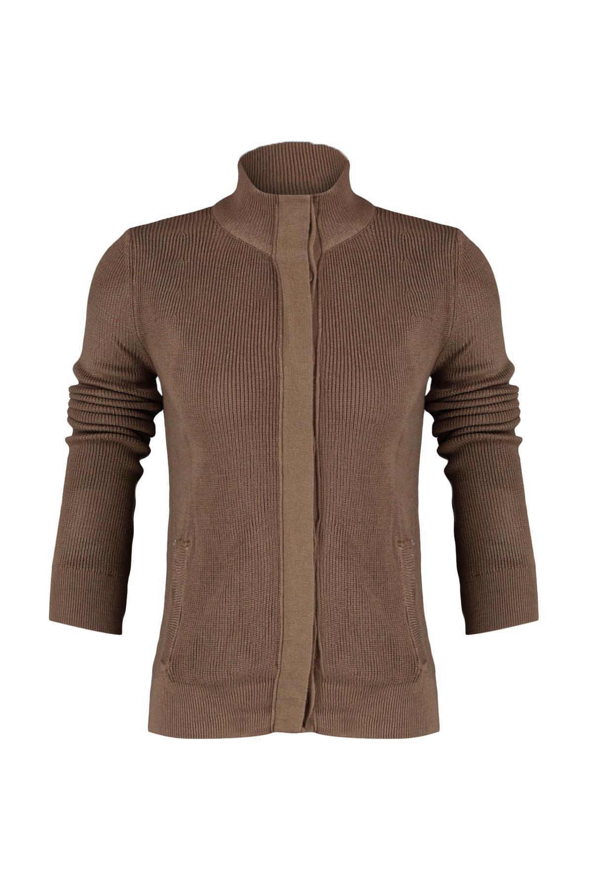 Beige Acrylic Cardigan, , large image number 6