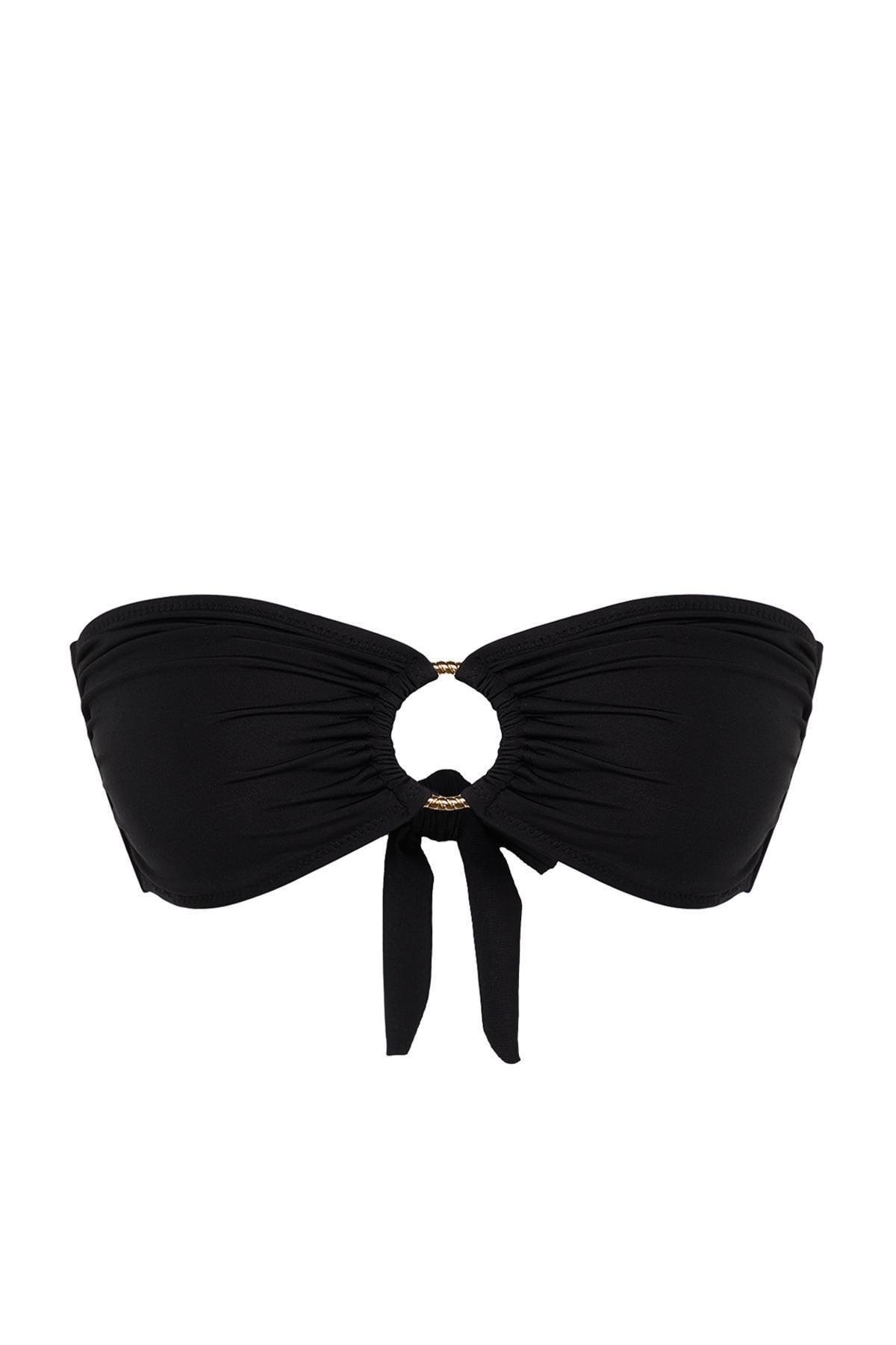 Trendyol - Black Strapless Accessory Bikini Top