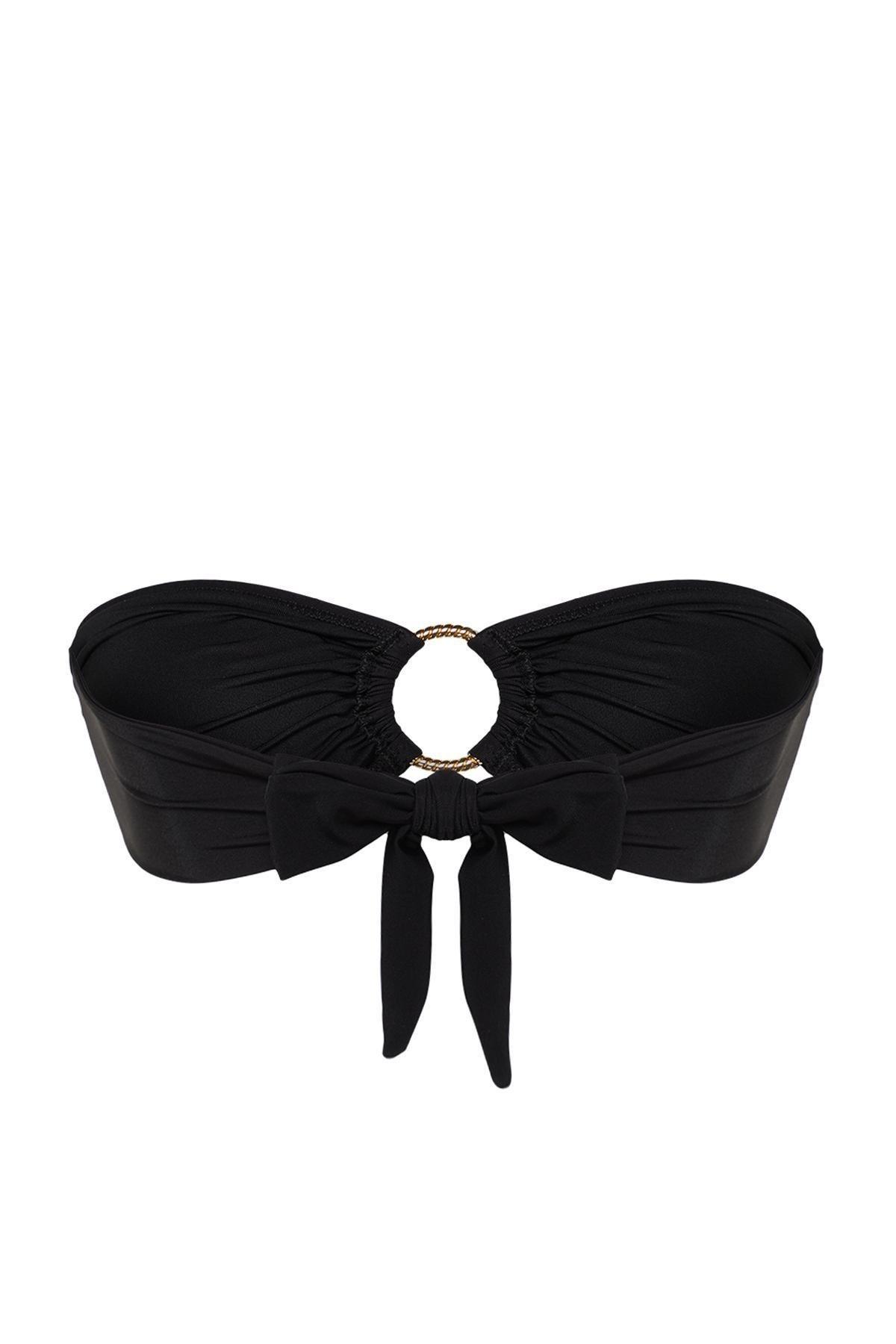 Trendyol - Black Strapless Accessory Bikini Top