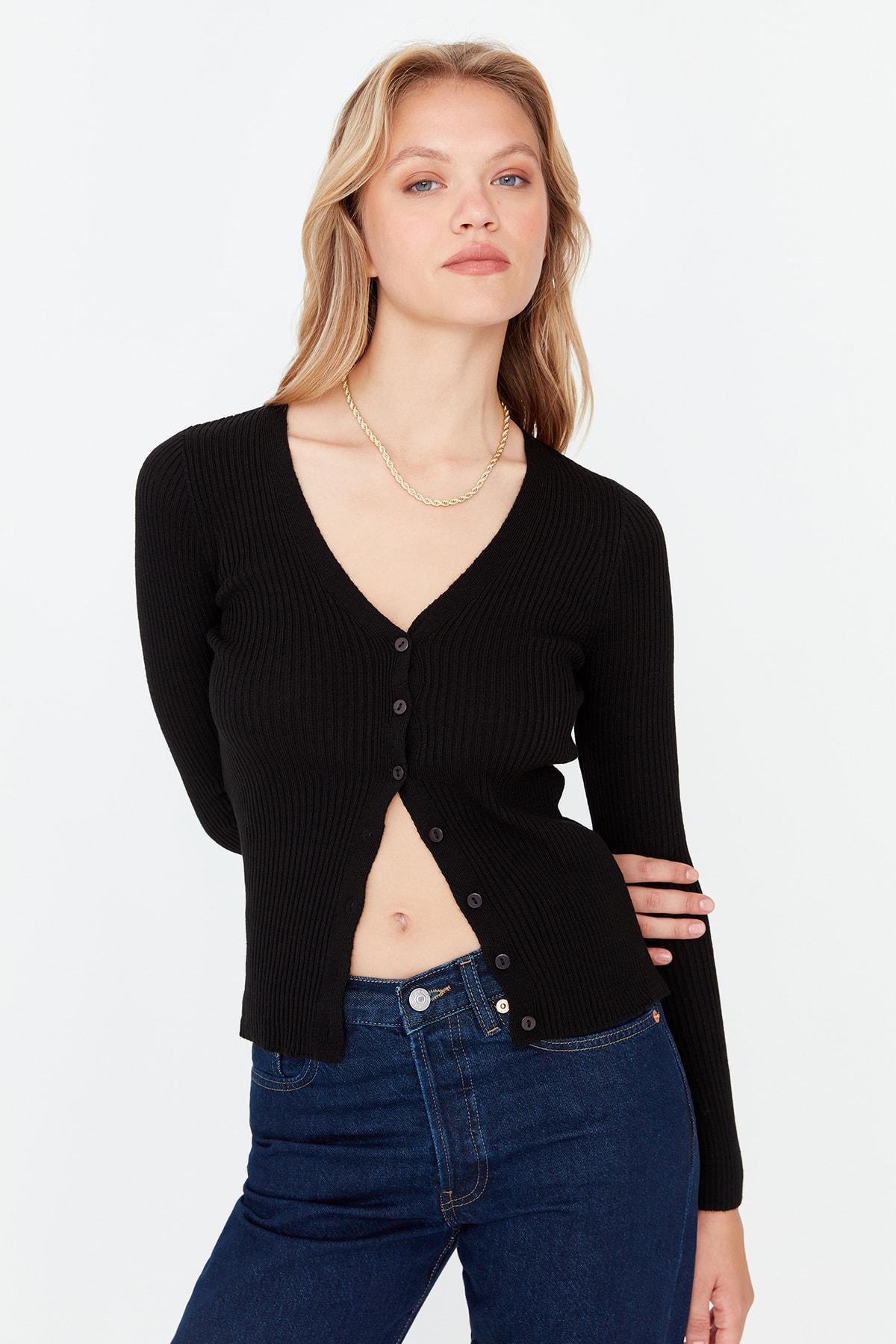 Black Striped Cardigan, , large image number 0