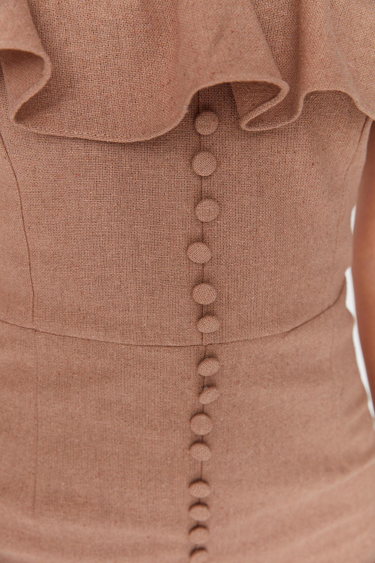 Beige Bodycon Carmen Collar Mini Dress, , large image number 3