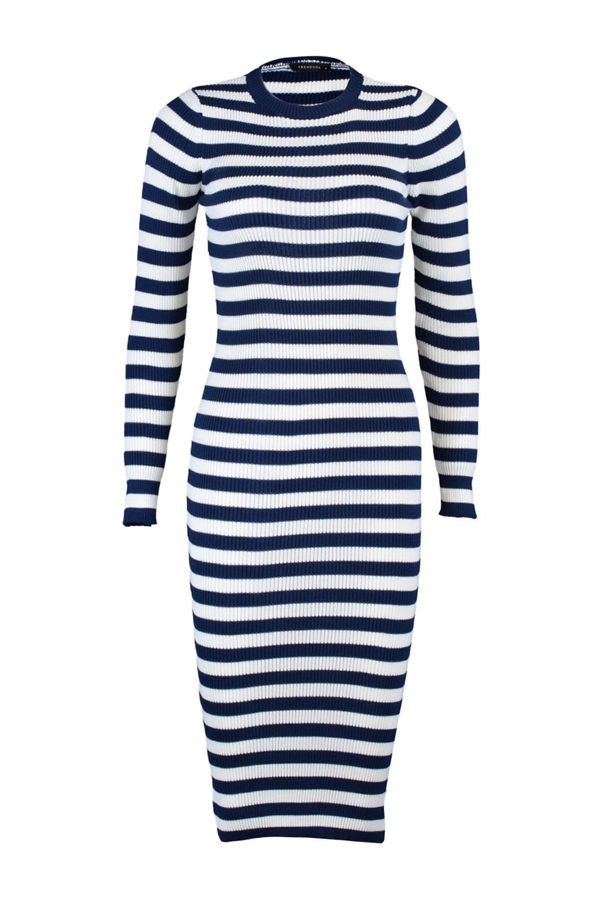 Trendyol - Navy Striped Midi Dress