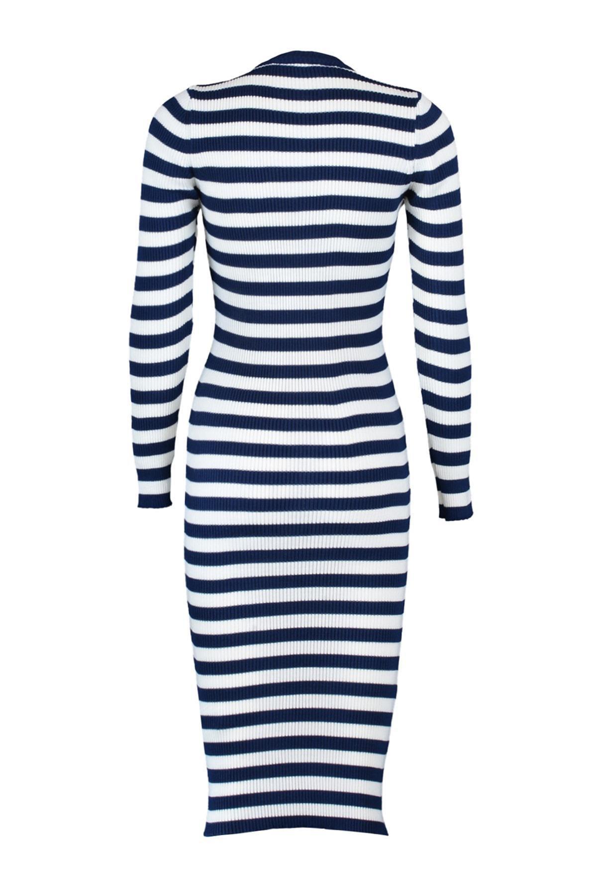 Trendyol - Navy Striped Midi Dress