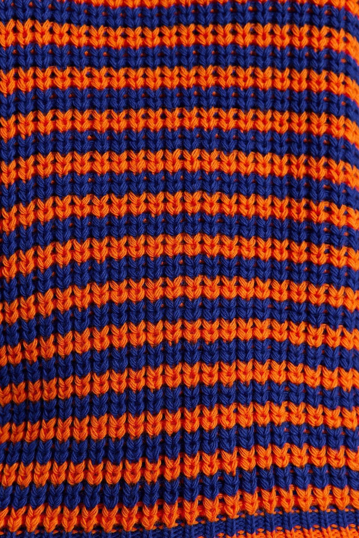 Blue Striped Knitwear Sweater, , large image number 8