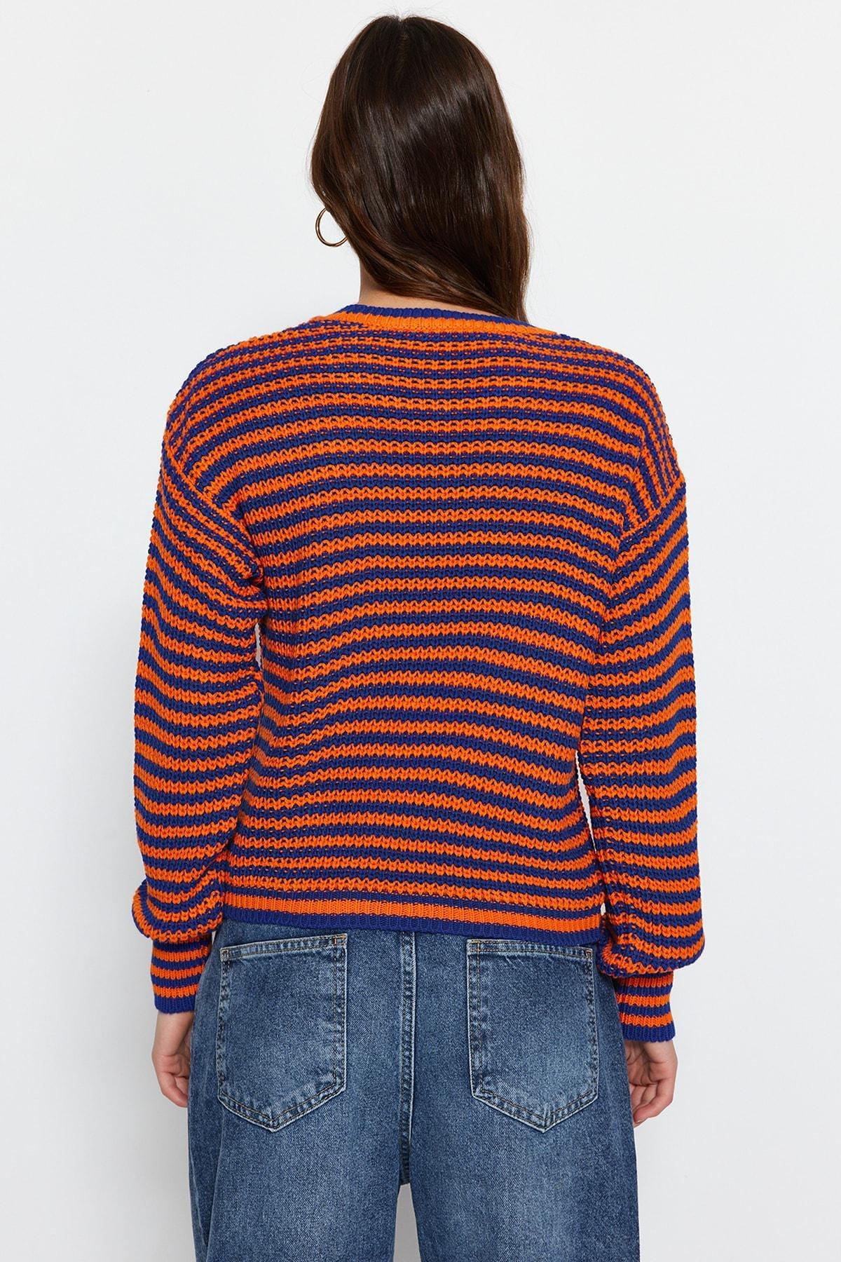 Trendyol - Blue Striped Knitwear Sweater