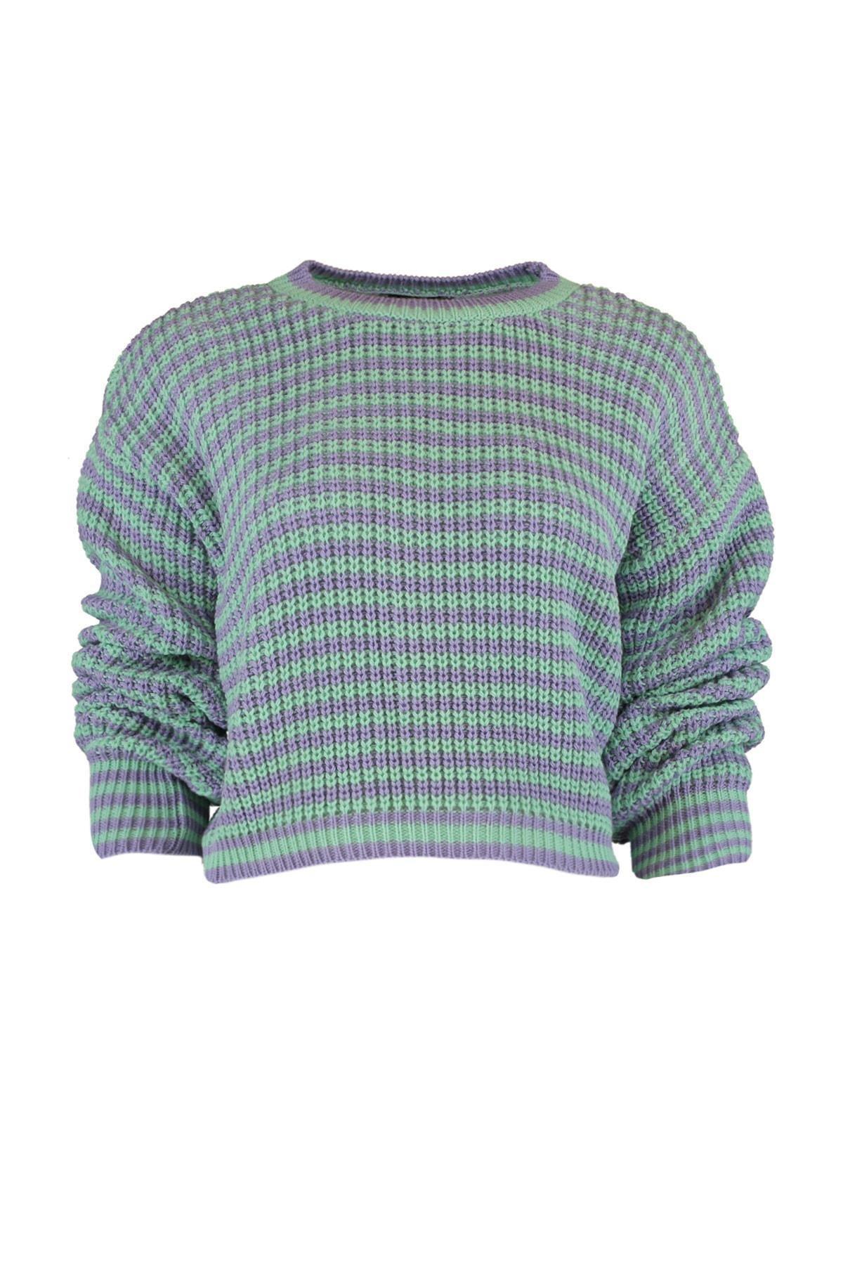 Blue Striped Knitwear Sweater, , large image number 11
