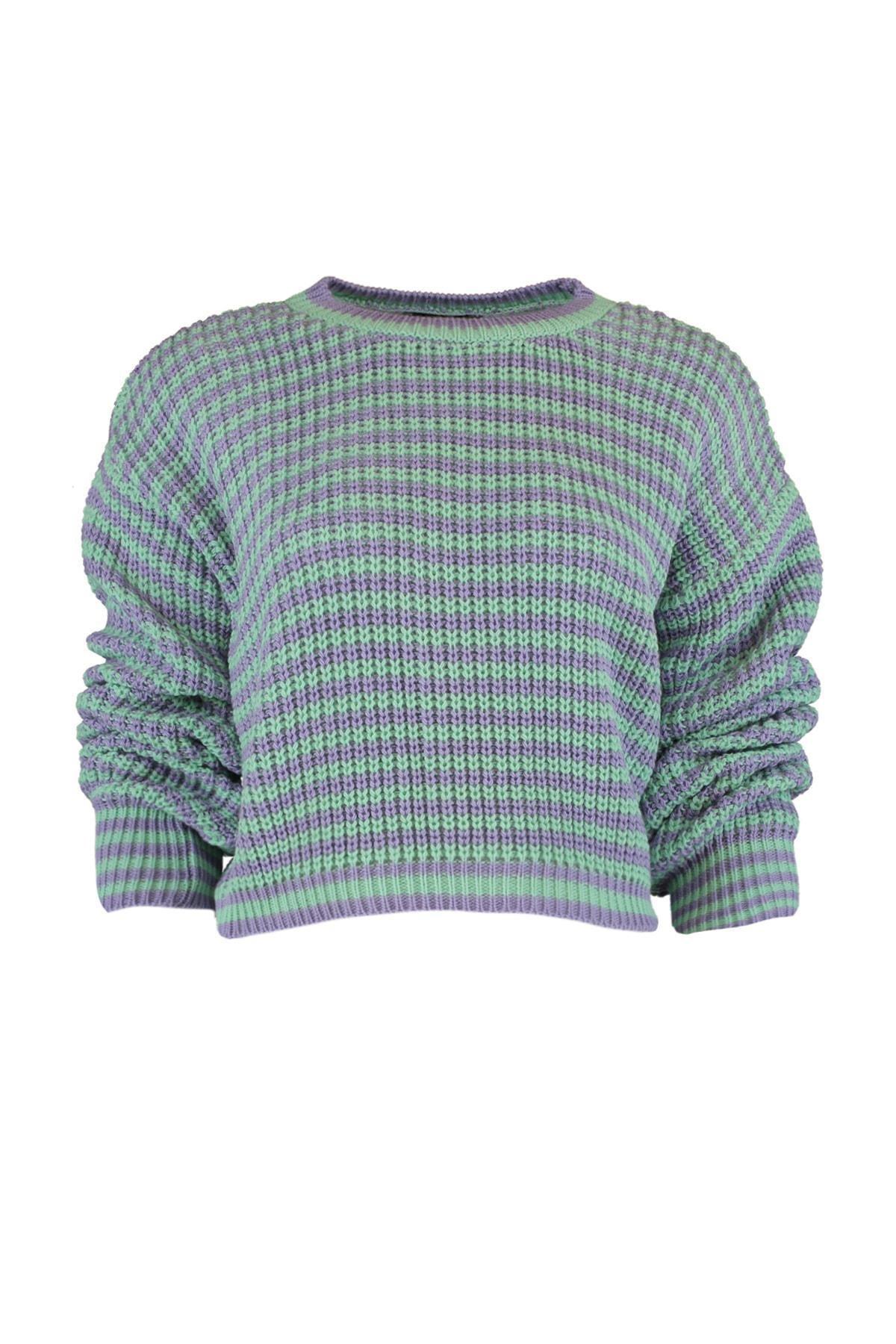 Trendyol - Blue Striped Knitwear Sweater