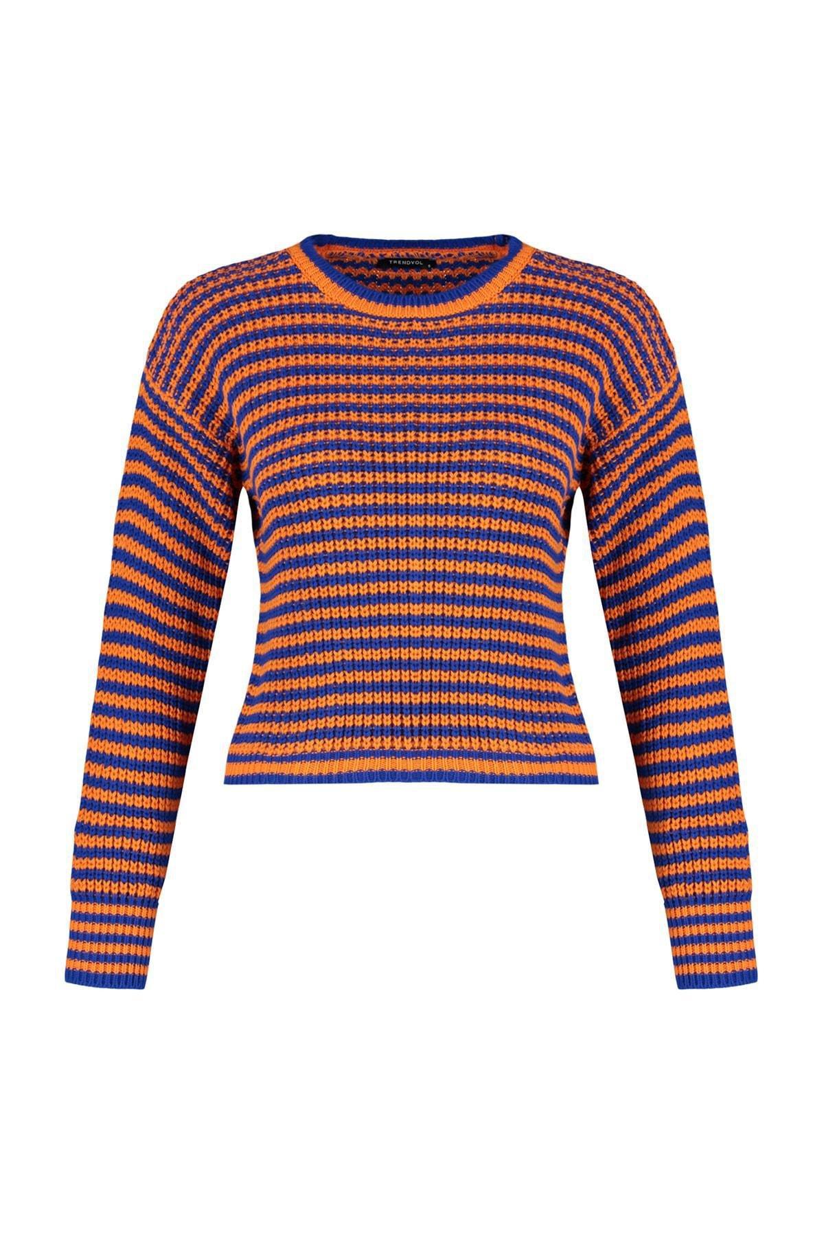 Blue Striped Knitwear Sweater, , large image number 12