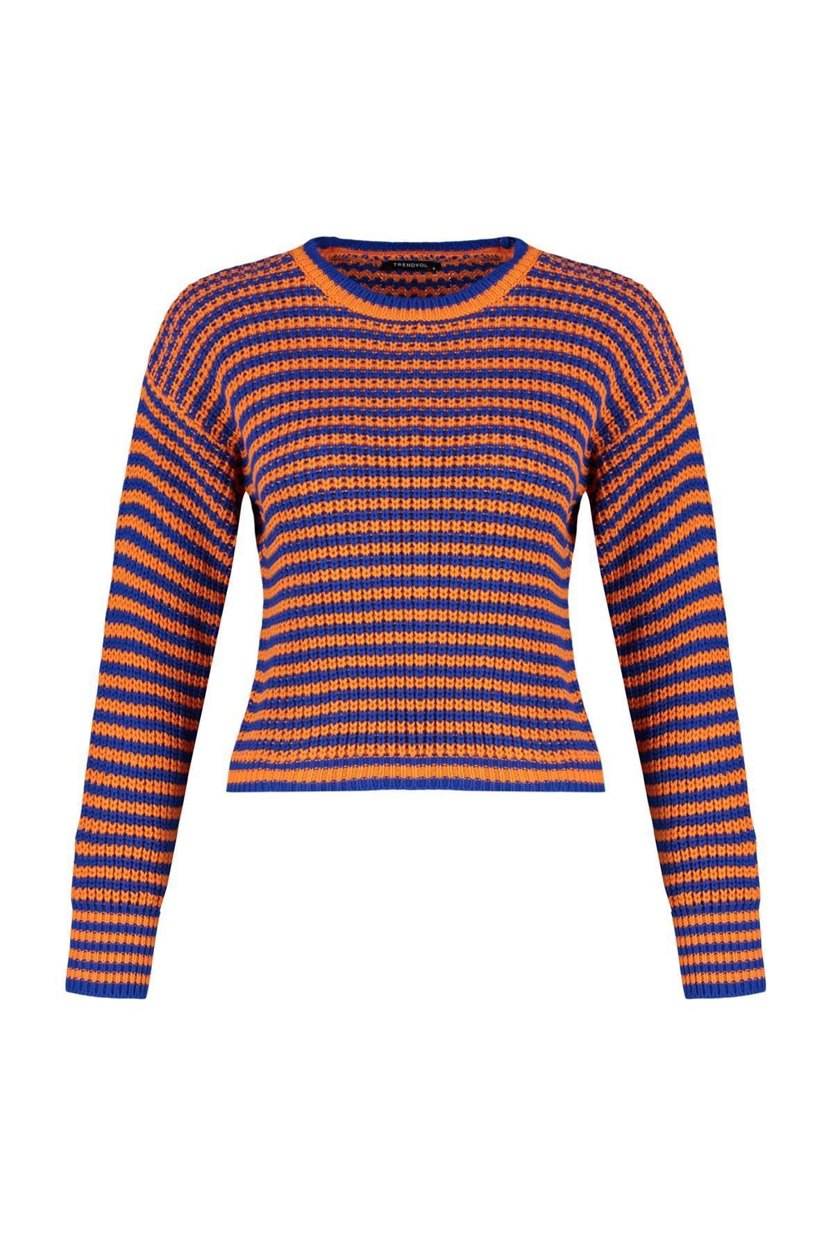 Trendyol - Blue Striped Knitwear Sweater