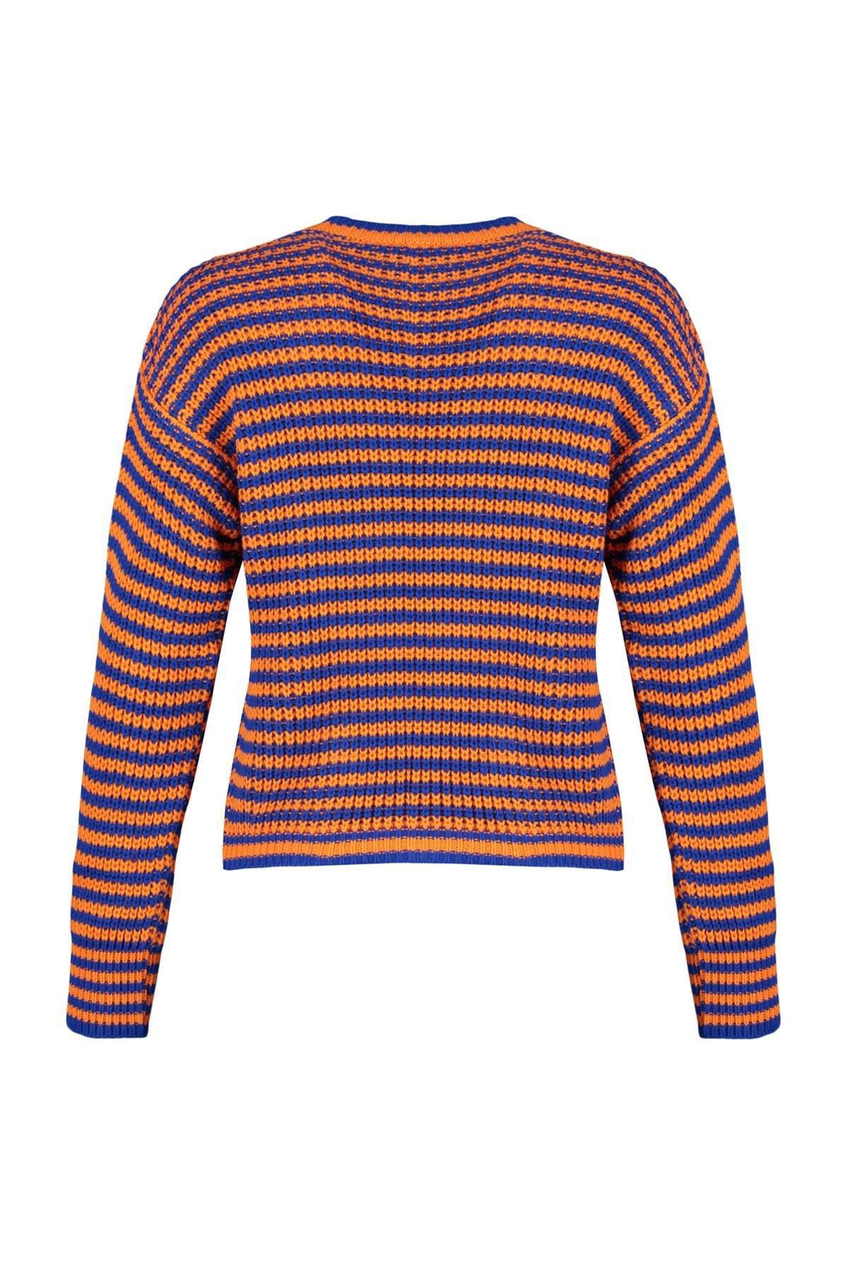 Trendyol - Blue Striped Knitwear Sweater