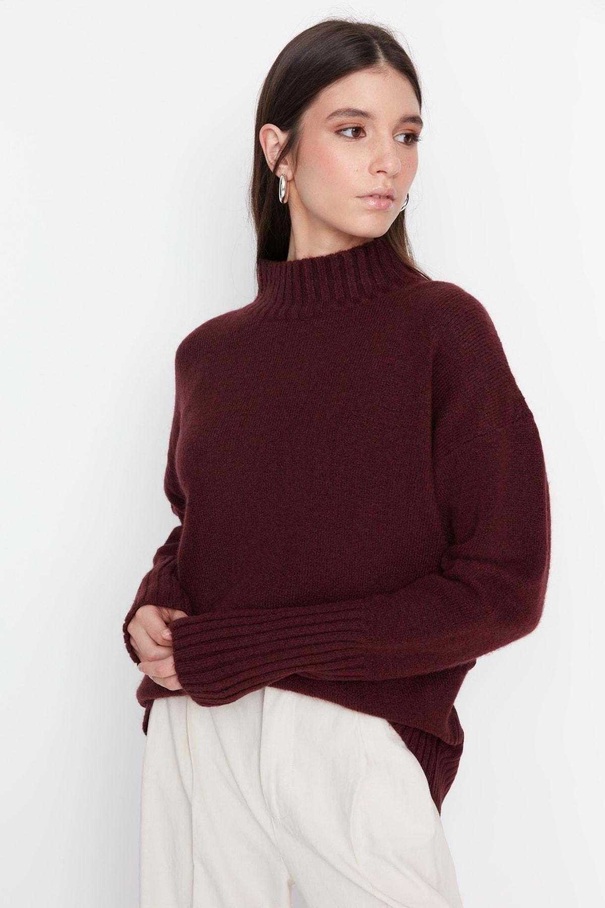 Burgundy Regular Fit Sweater, , large image number 0