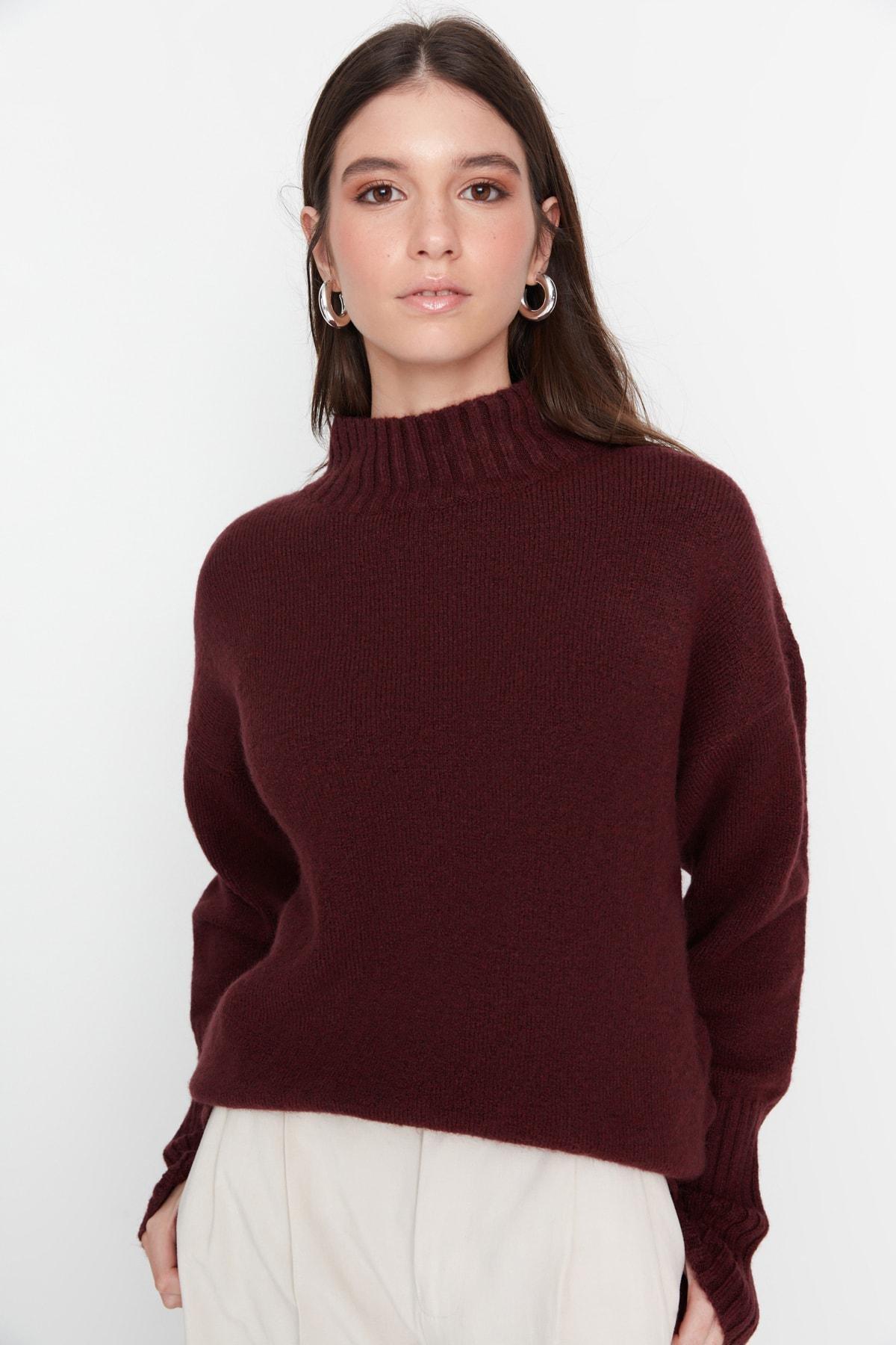 Burgundy Regular Fit Sweater, , large image number 1