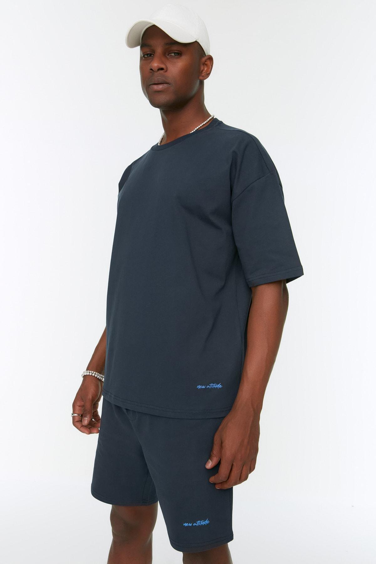 Navy Oversize Sweatsuit Co-Ord Set, Dark blue, large image number 1