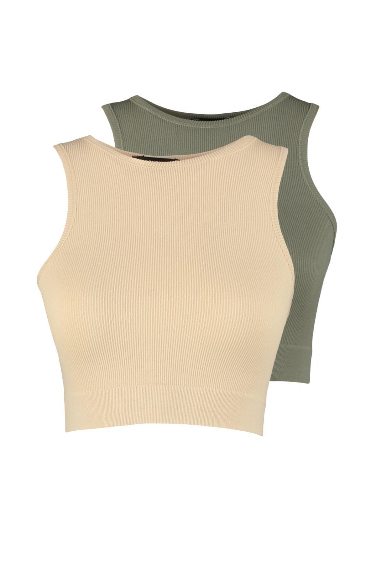 Trendyol Khaki Halterneck Sports Bra