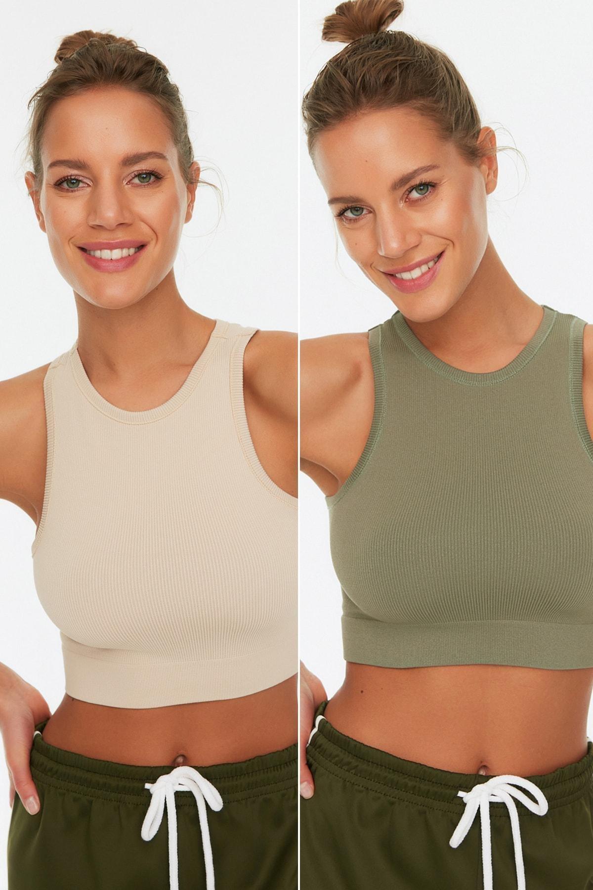 Trendyol - Multicolour Plain Sports Bra, Set Of 2