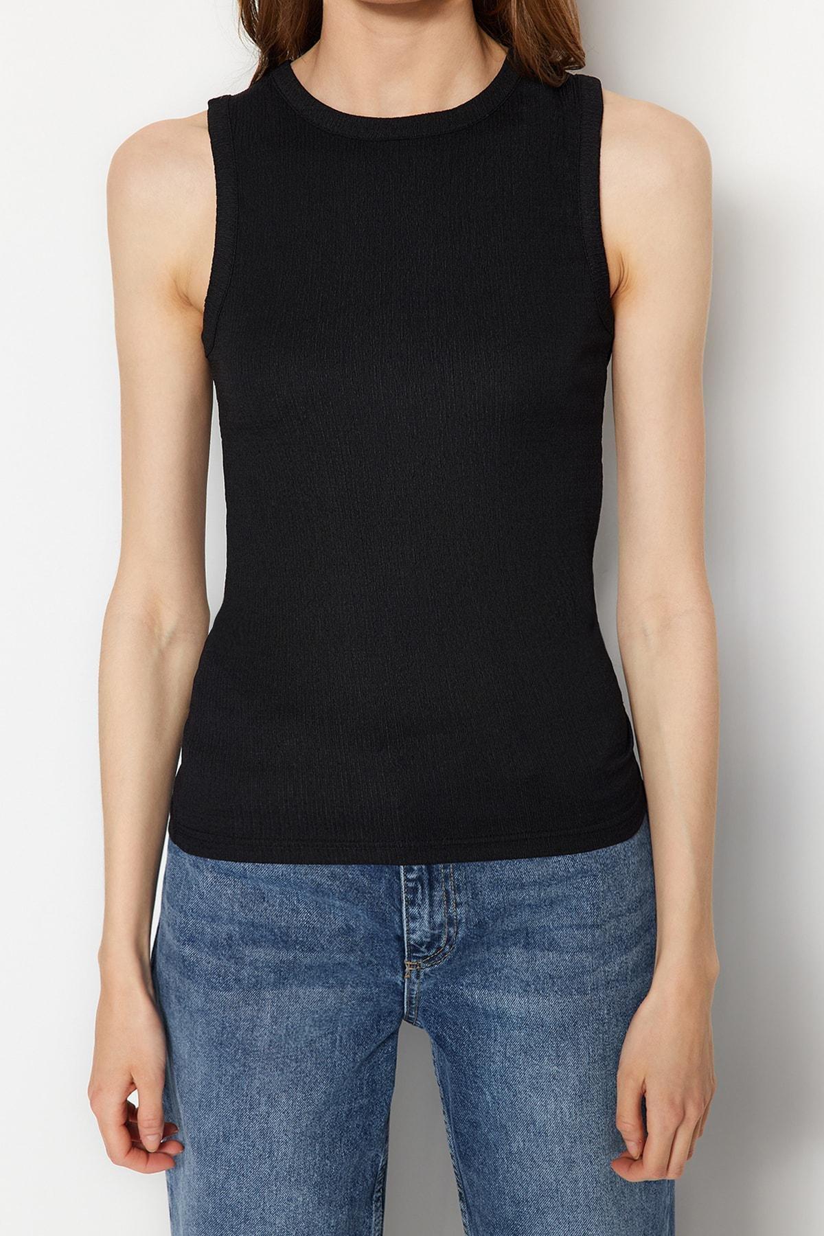 Black Crew Neck Camisole, , large image number 3