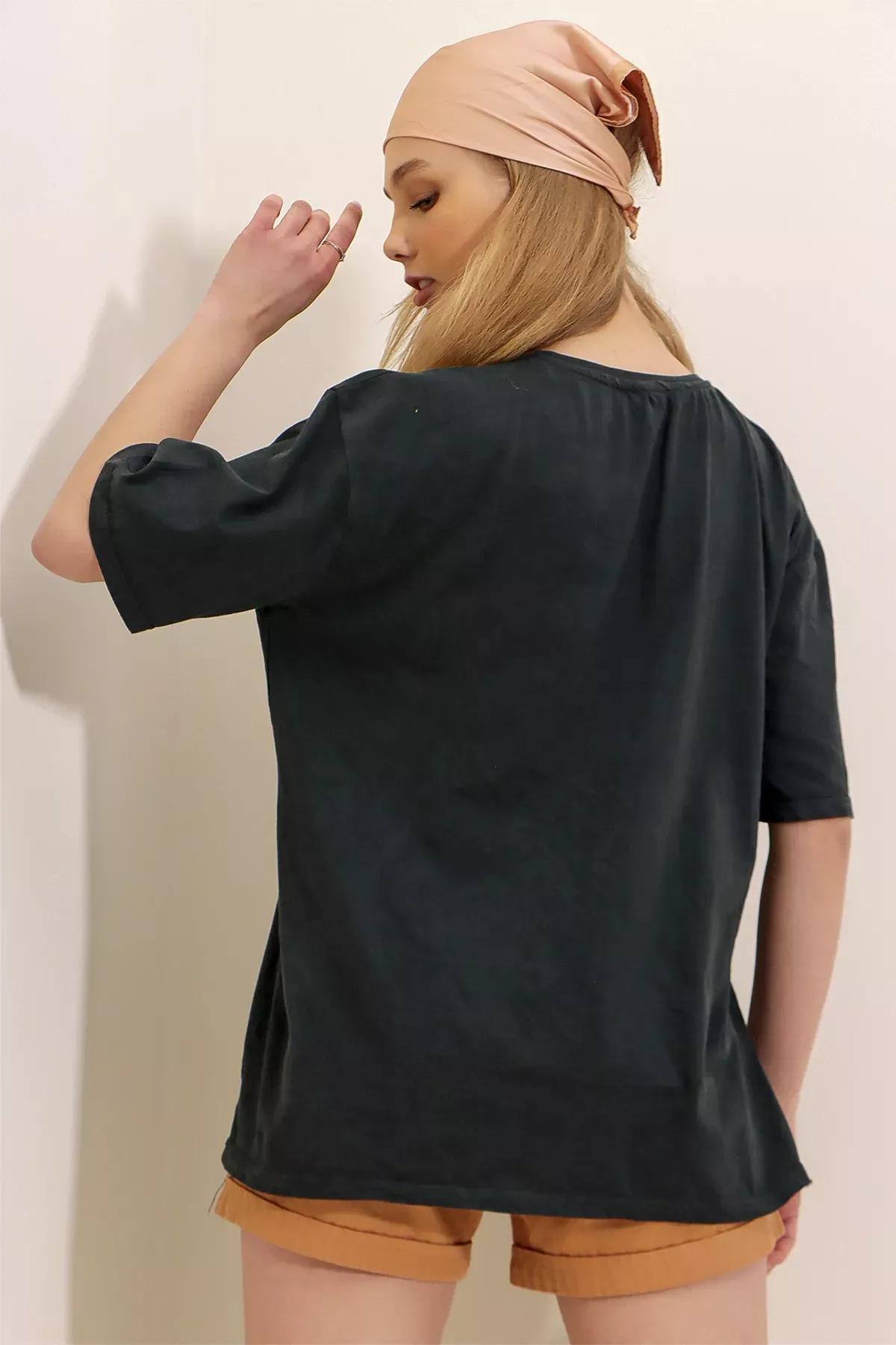 Grey Crew Neck Printed Oversize T-Shirt, , large image number 8