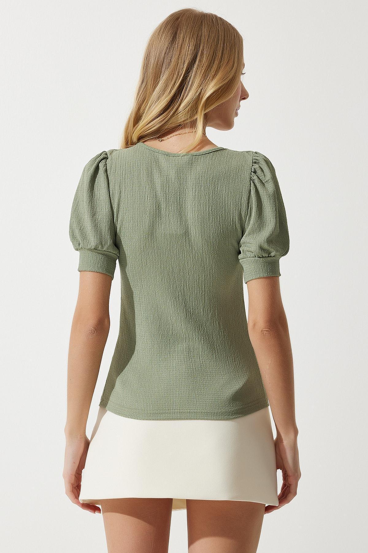 Green Square Collar Blouse, , large image number 4