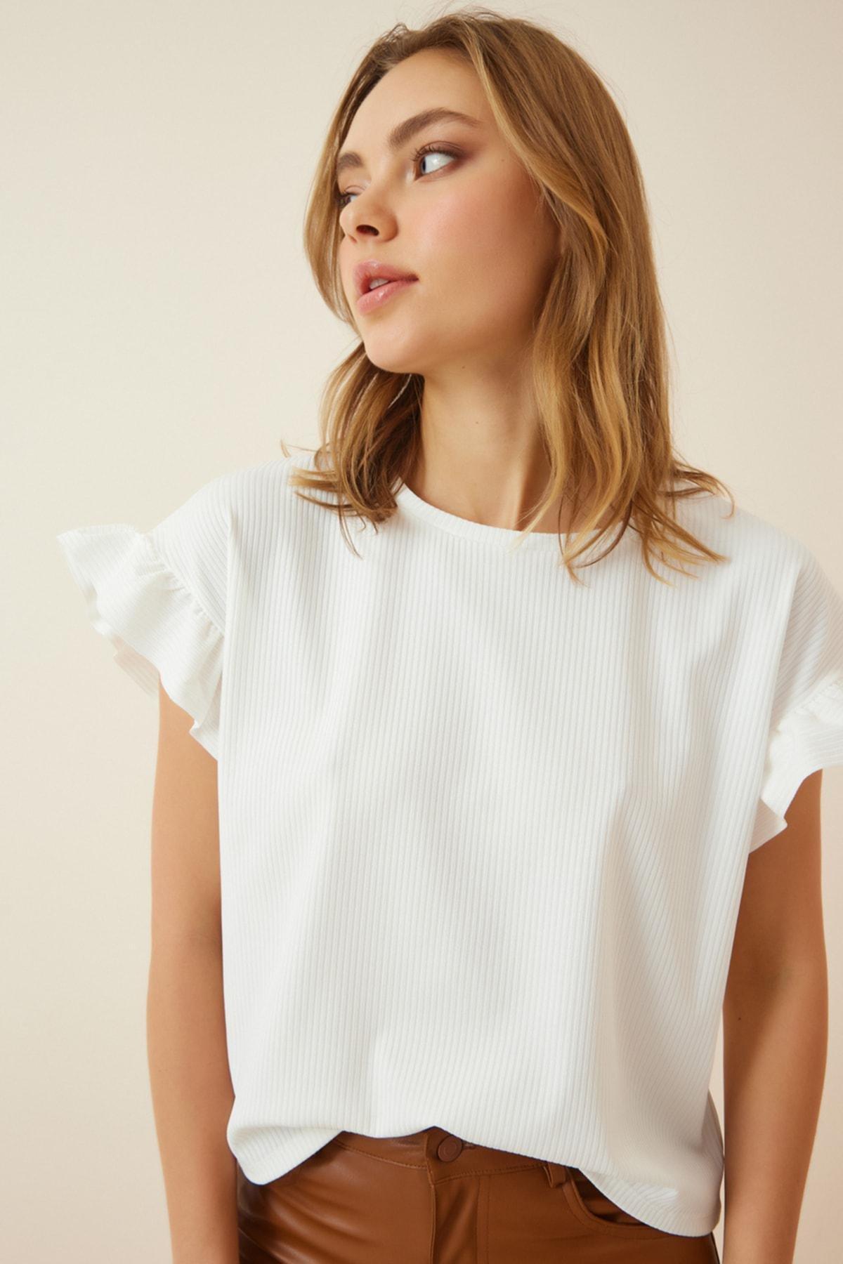 White Crew Neck Blouse, , large image number 0