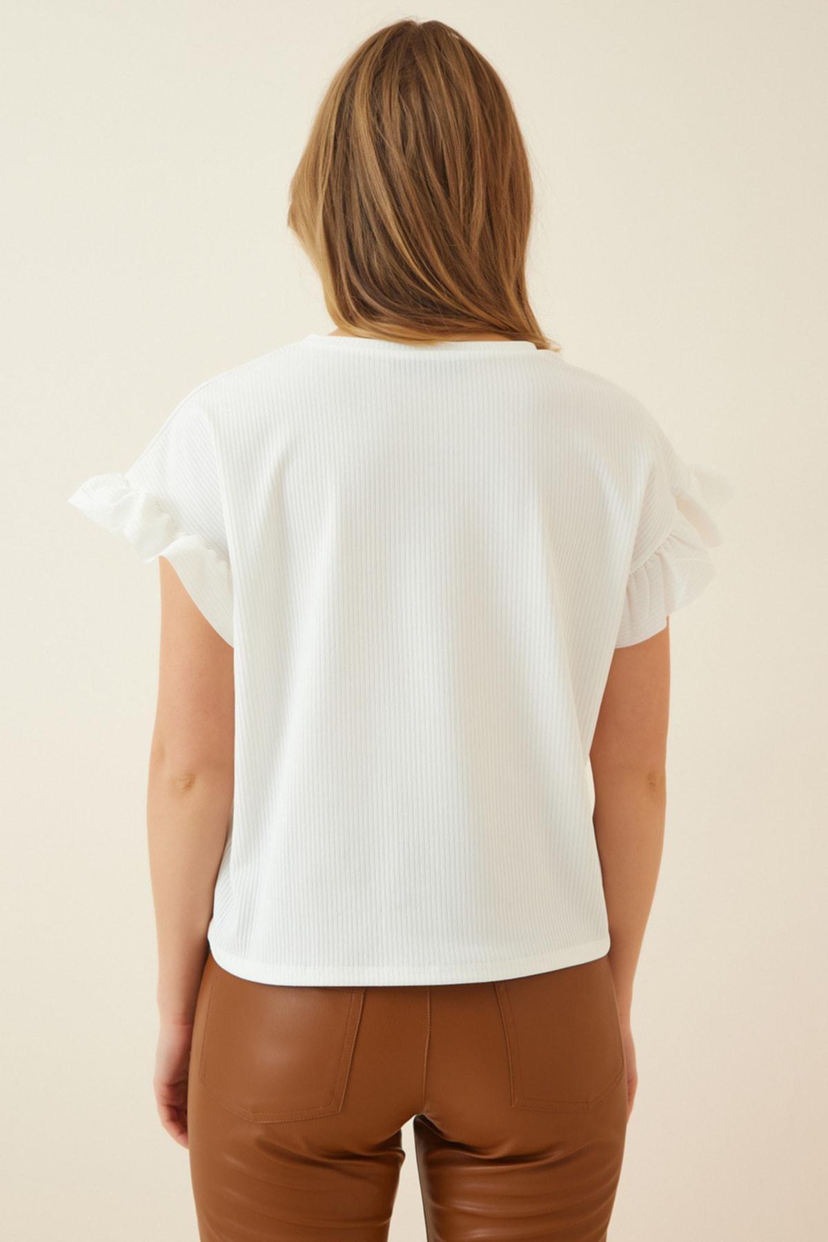 White Crew Neck Blouse, , large image number 2